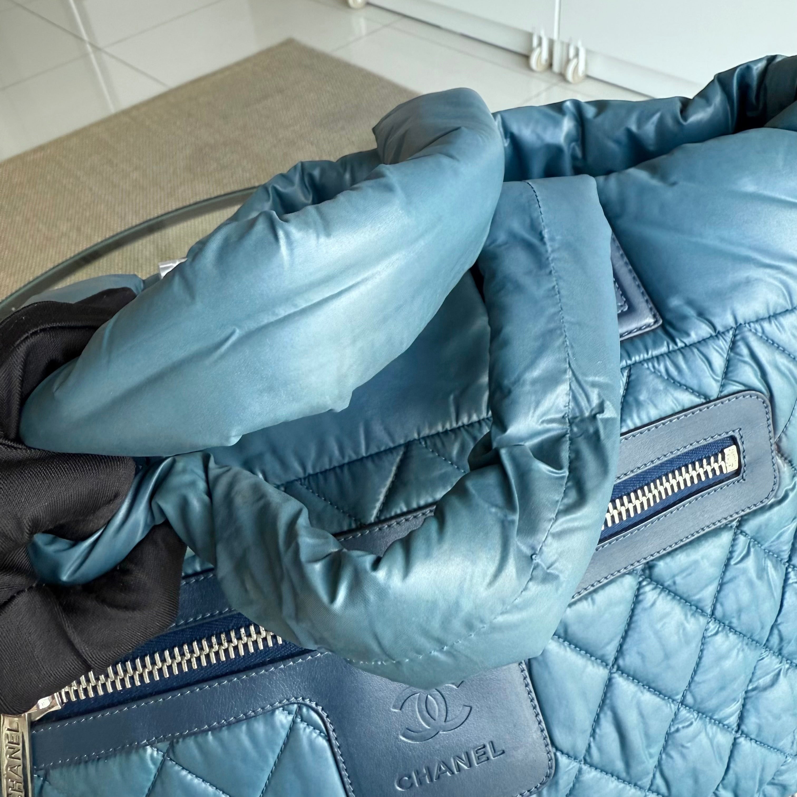 Chanel Coco Cocoon Quilted Nylon Tote Blue No 13