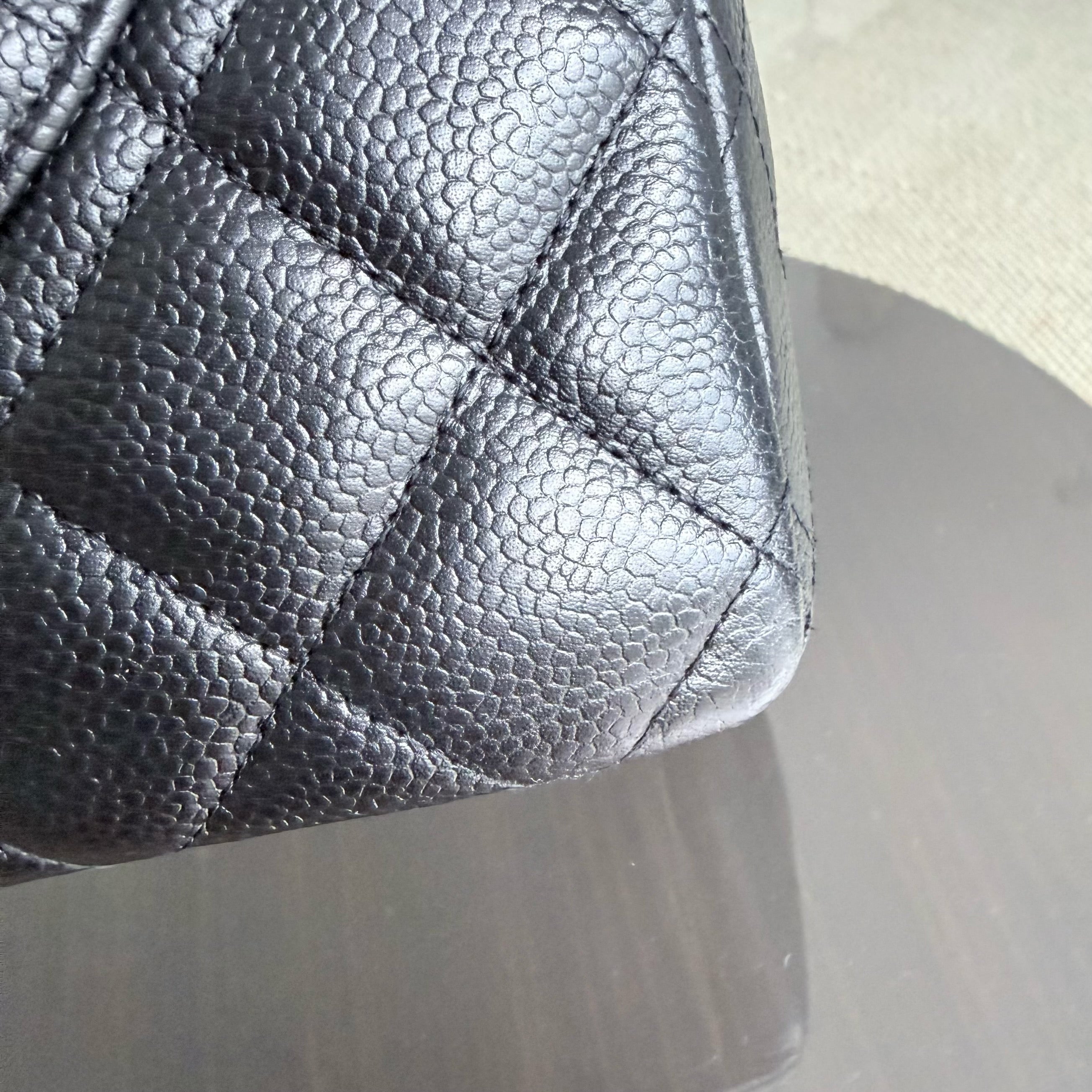 Chanel Classic Flap Maxi - Caviar 33CM Double Flap Black Silver Hardware Series 14