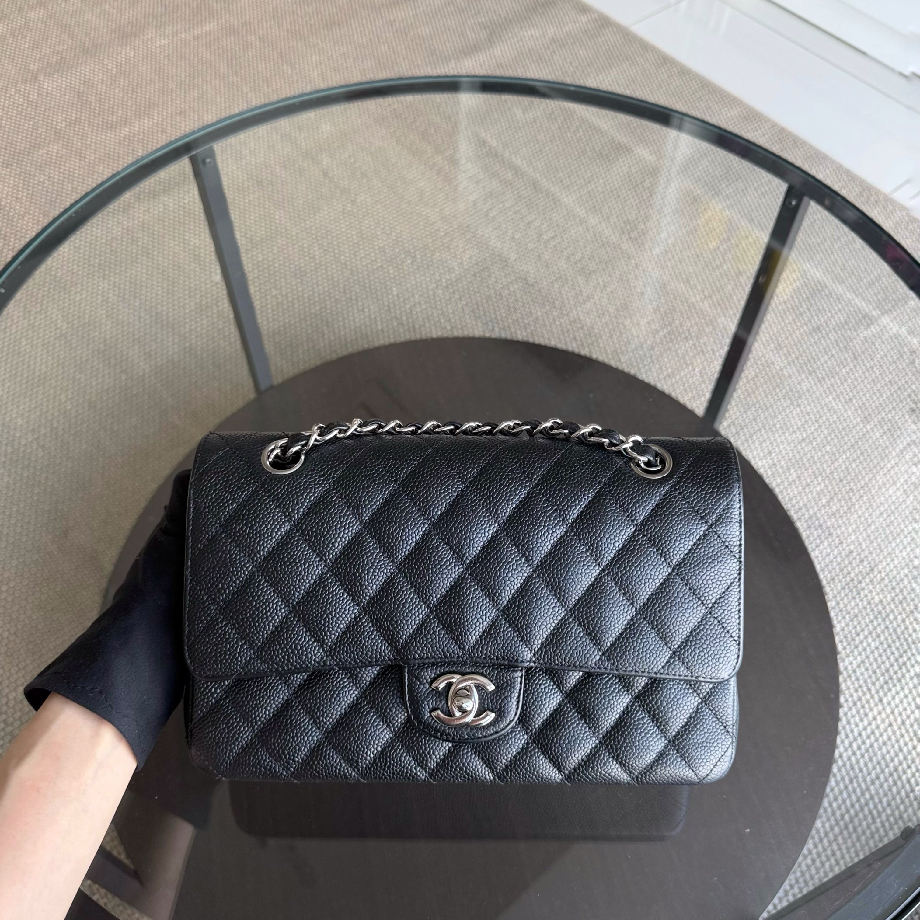 Chanel Classic Flap Medium - Caviar 25CM Quilted Black Silver Hardware Series 15