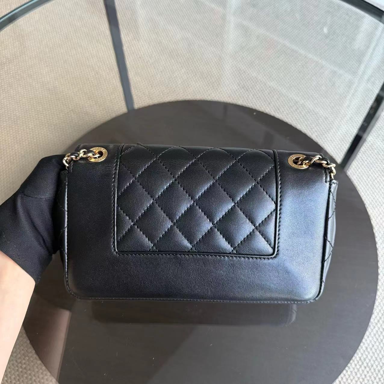 Chanel Mademoiselle Flap Bag - Small 23CM Quilted Lambskin Black Golden Hardware