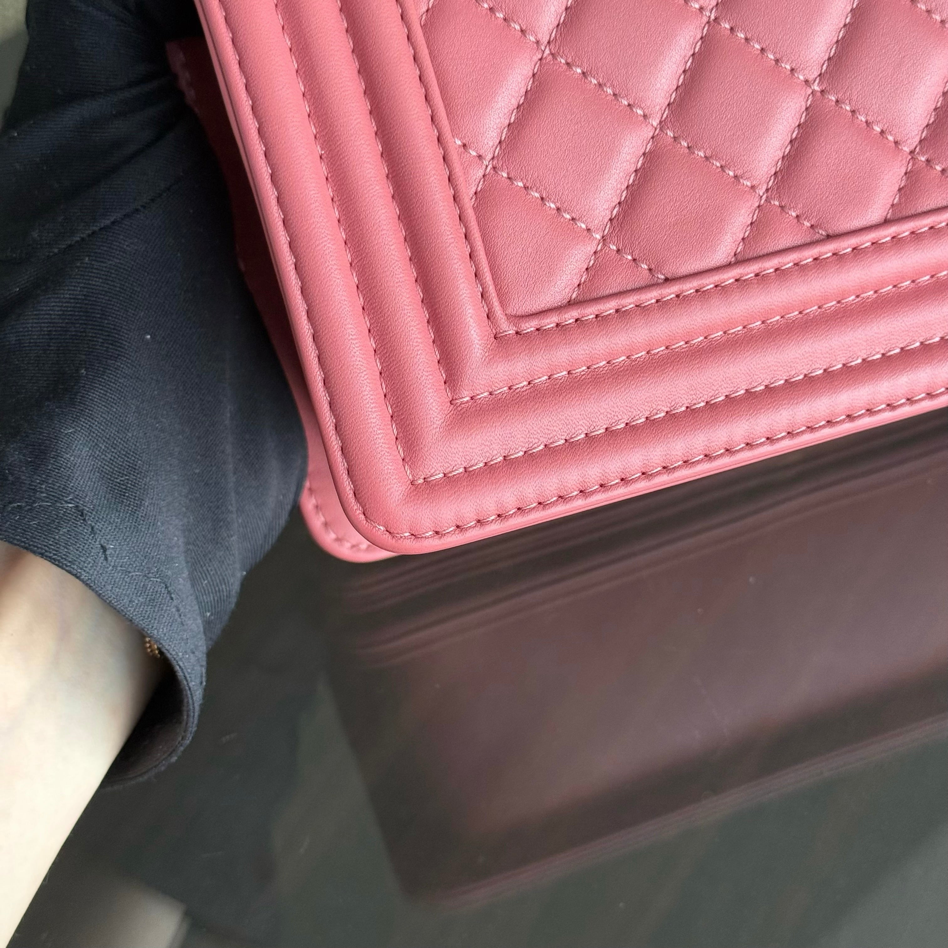 Chanel Boy Small - 20CM Quilted Calfskin Pink Gold Hardware Series 28