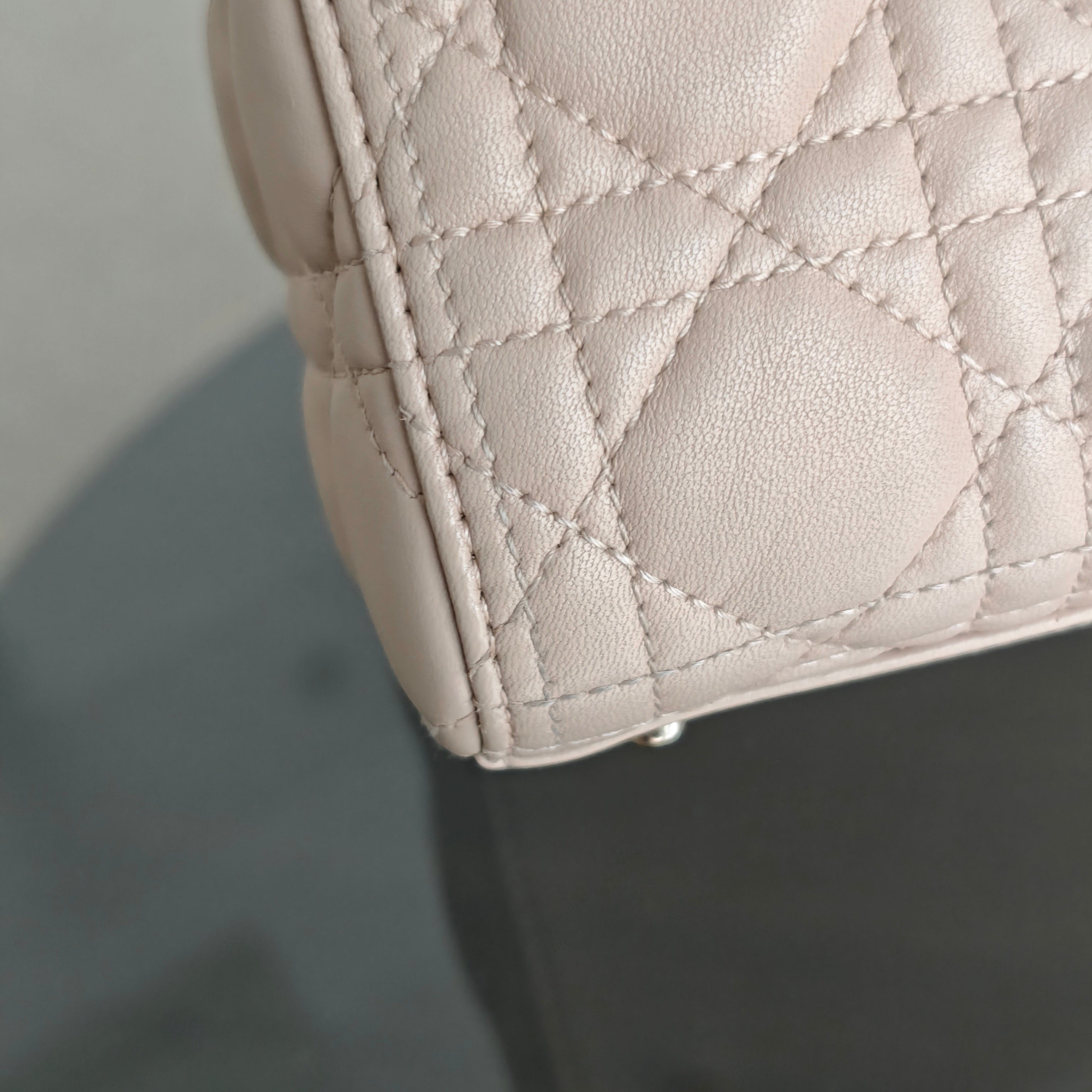 Dior Lady Large - Cannage Lambskin Light Pink Gold Hardware Adjustable Strap