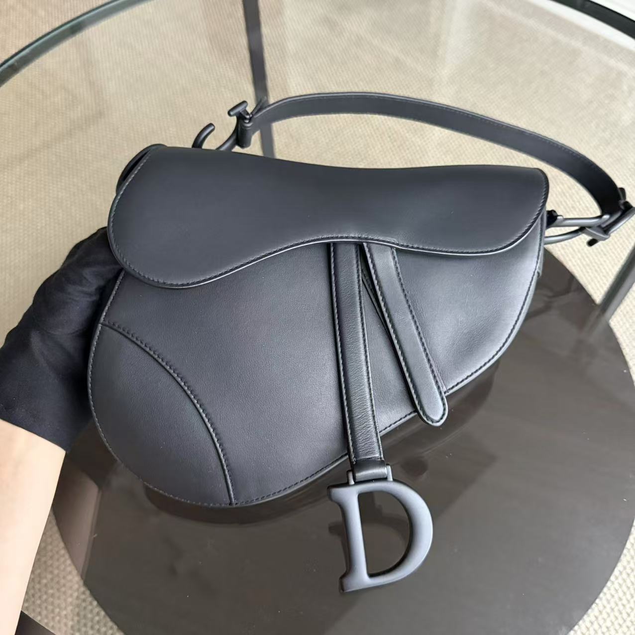 Dior Saddle Medium - All Black Calfskin Shoulder Bag