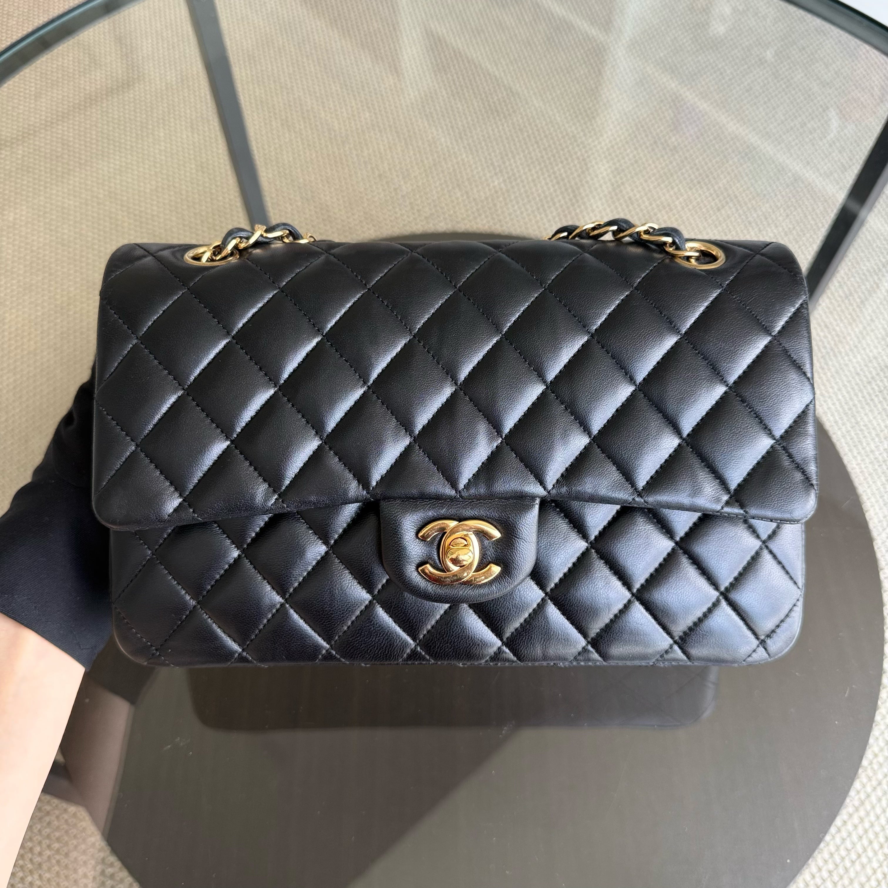 Chanel Classic Flap Medium - 25CM Quilted Lambskin Black Gold Hardware Series 27