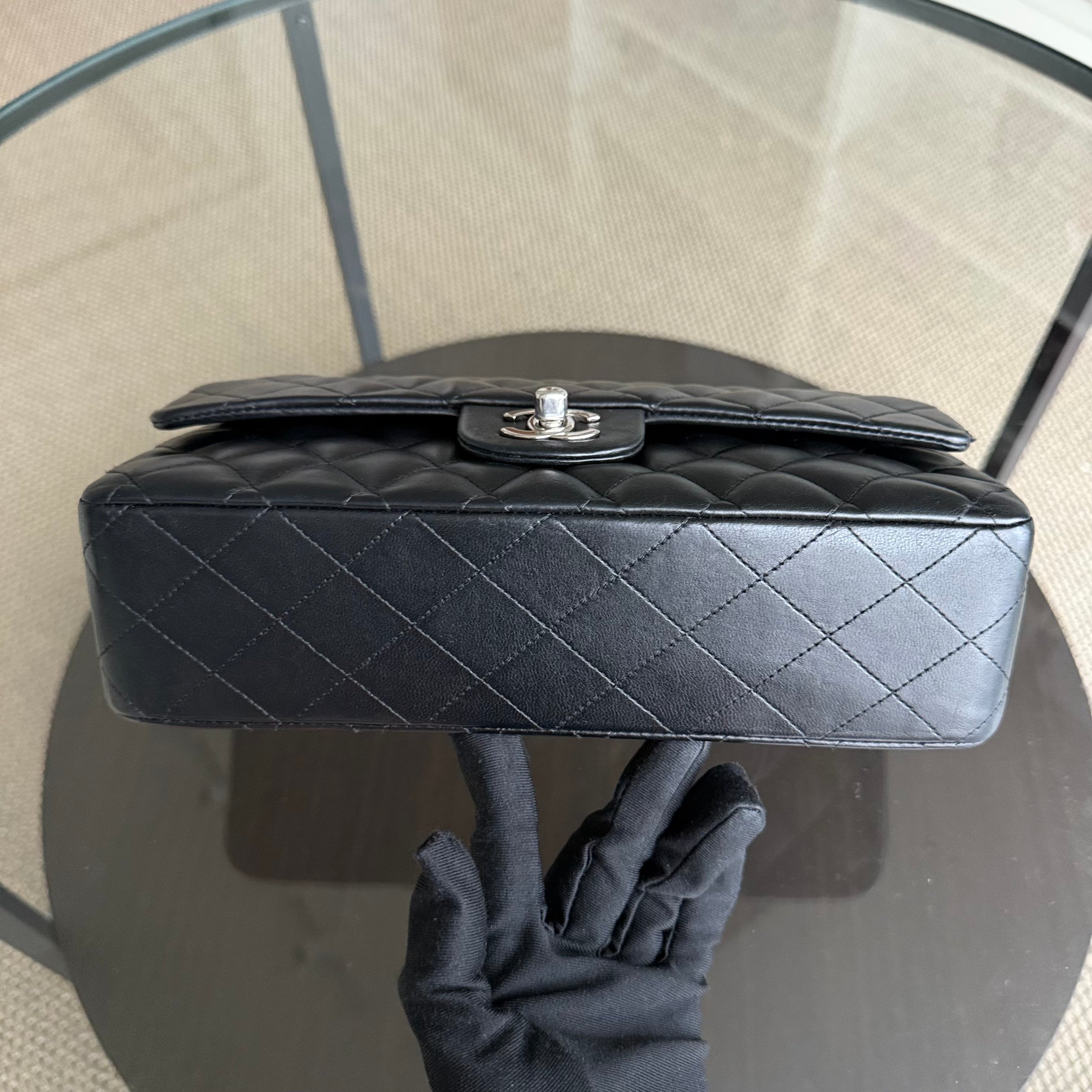 Chanel Classic Flap Medium - 25CM Quilted Lamsbkin Black Silver Hardware Series 10