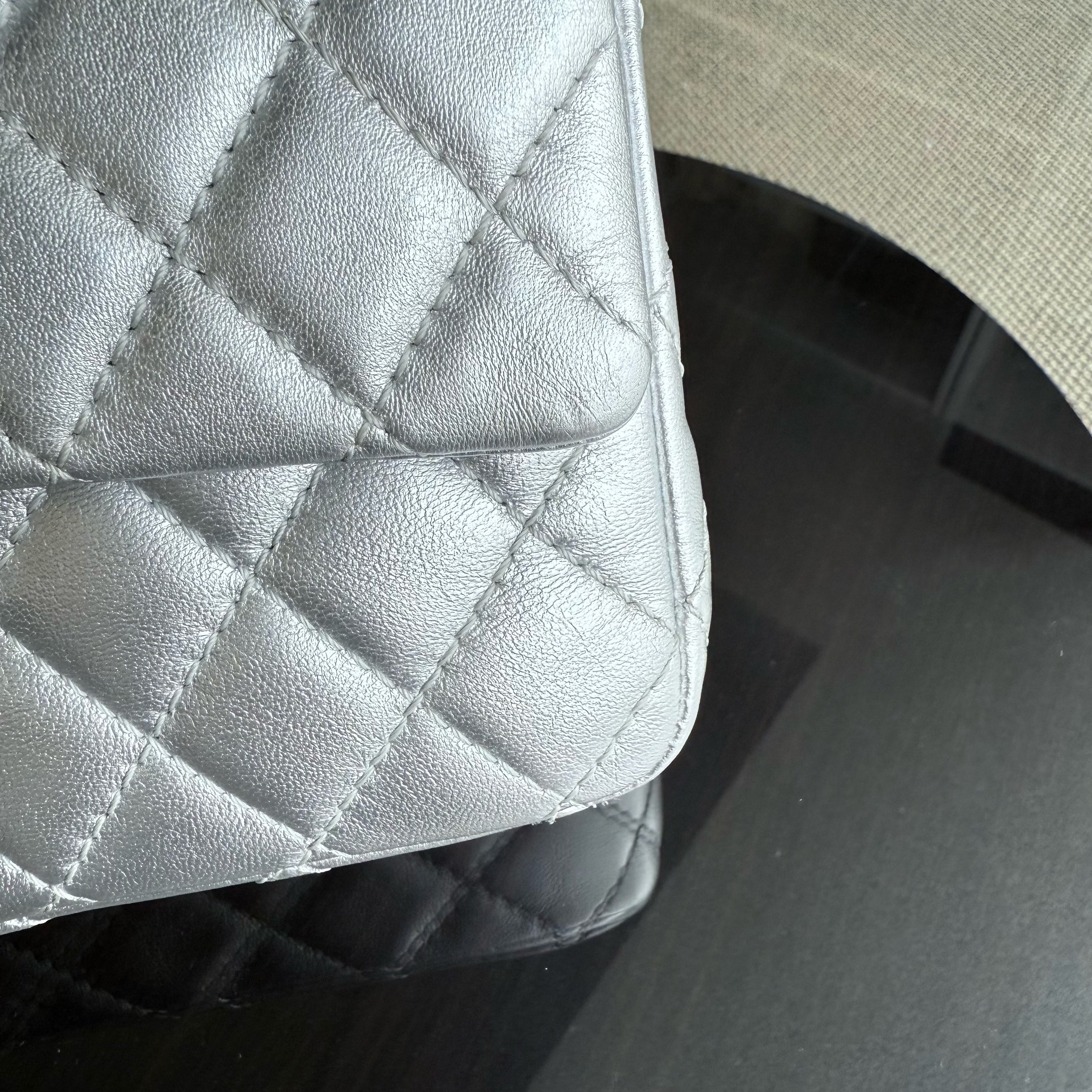 Chanel Classic Flap Medium - 25CM Quilted Lambskin Metallic Silver Gold Hardware Series 12 (Copy)