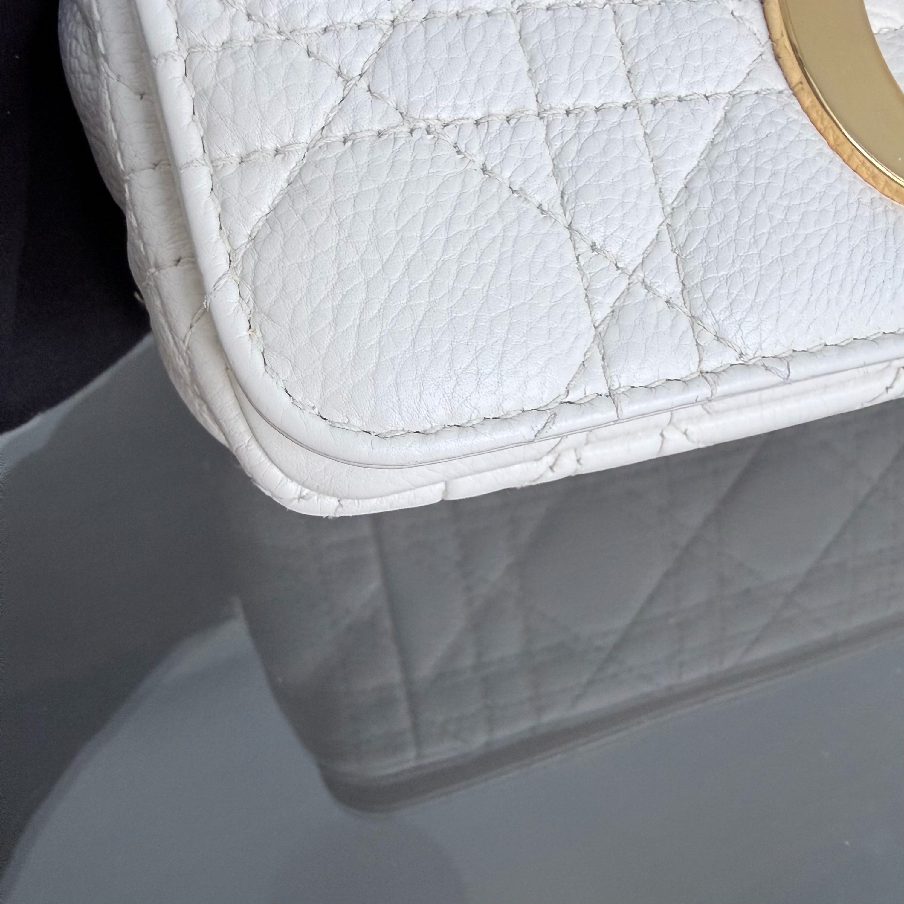 Dior Caro Small - Cannage Grained Calfskin White Gold Hardware