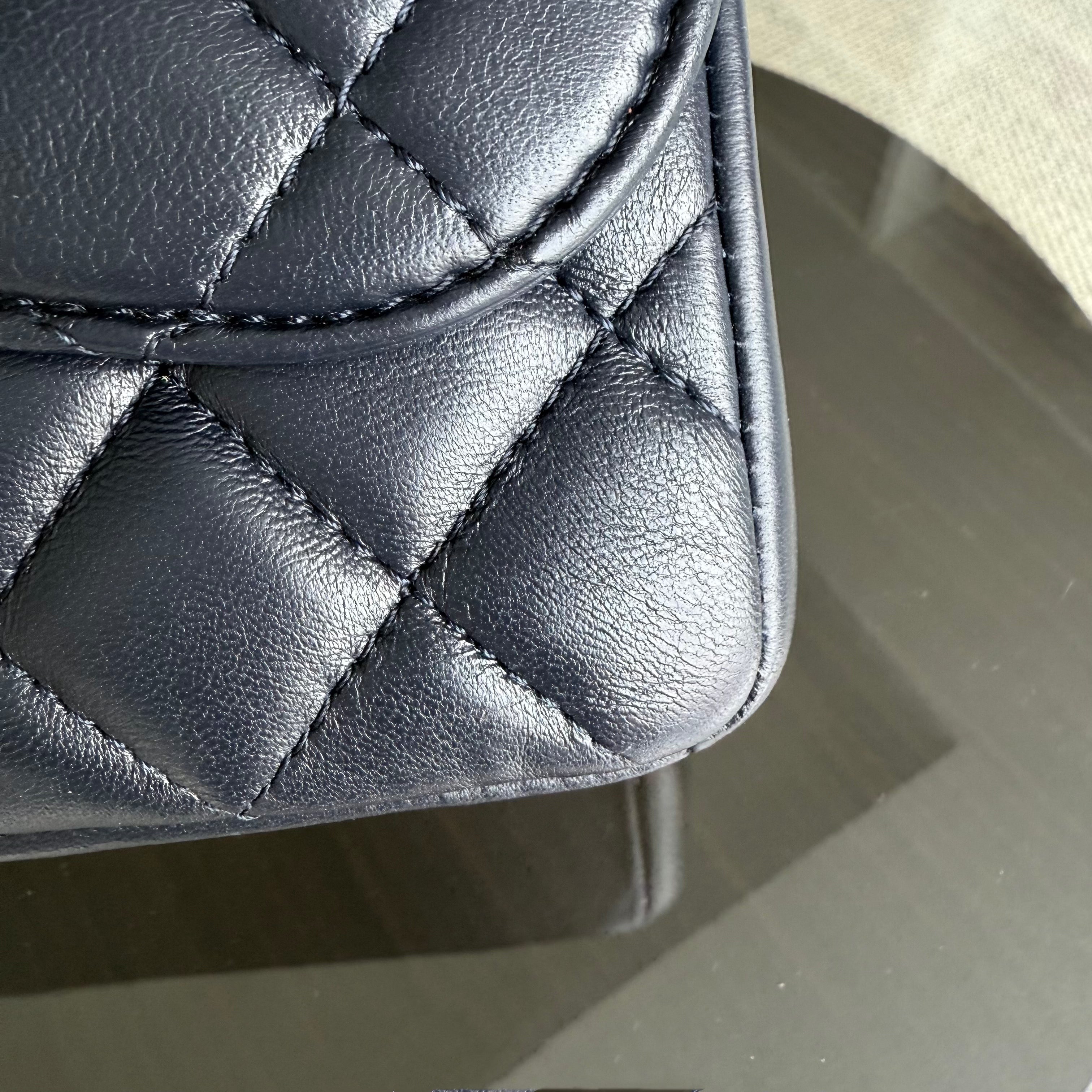 Chanel Chic Flap Seasonal Flap Medium - 25CM Quilted Lambskin Dark Blue Series 21