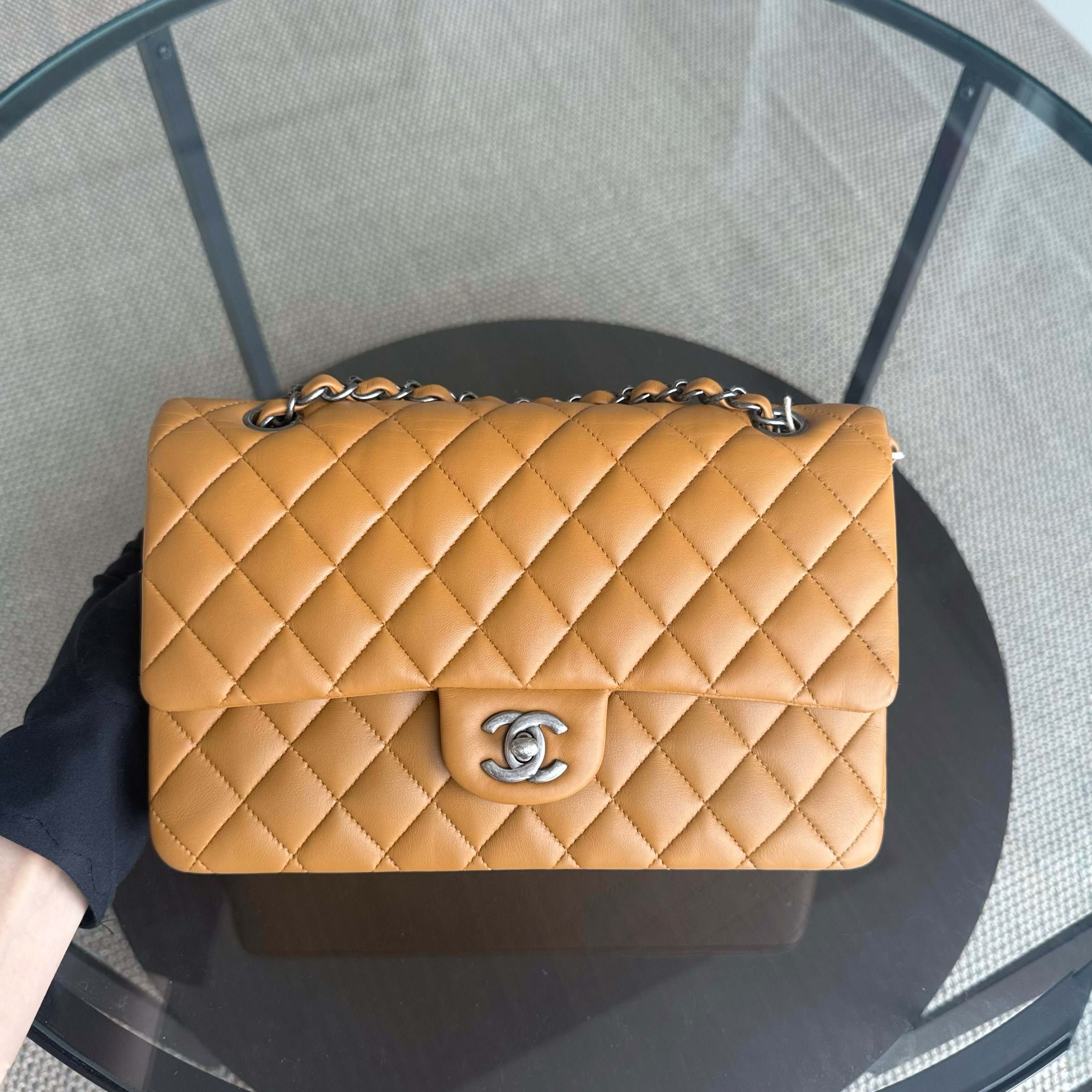 Chanel Classic Flap Medium - 25CM Quilted Lambskin Caramel Silver Hardware Series 19