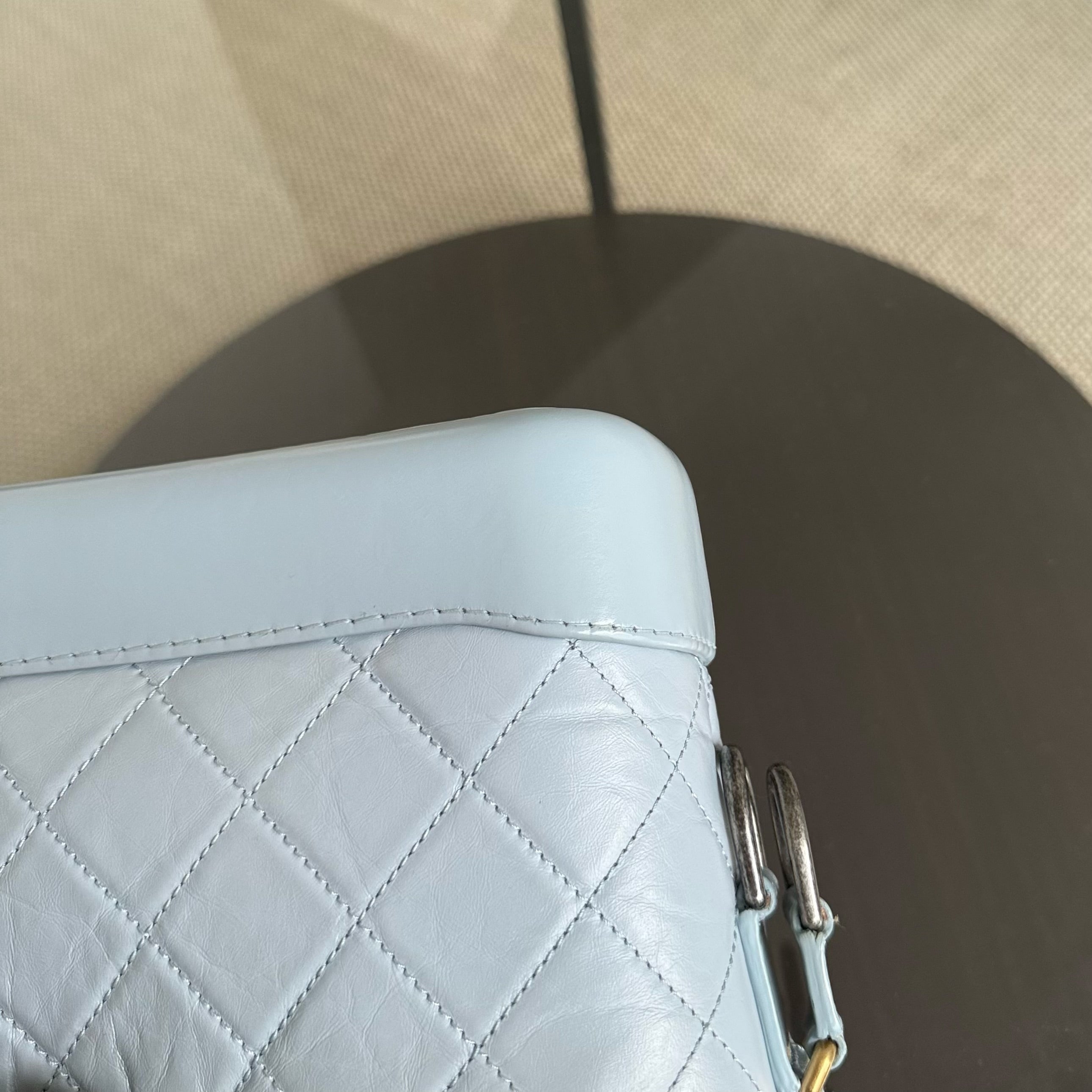 Chanel Gabrielle Small - Aged Calfskin Baby Blue Mixed Gold Hardware Series 27