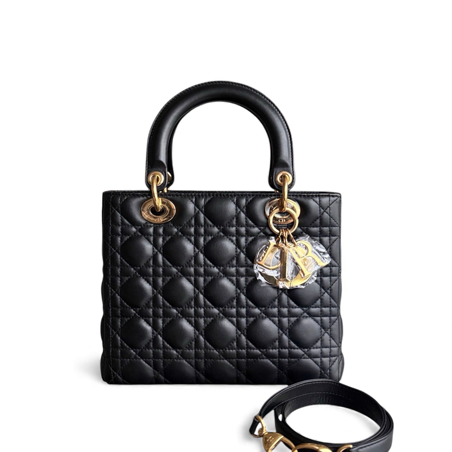 Dior Lady Medium - Canange Lambskin Black Gold Hardware