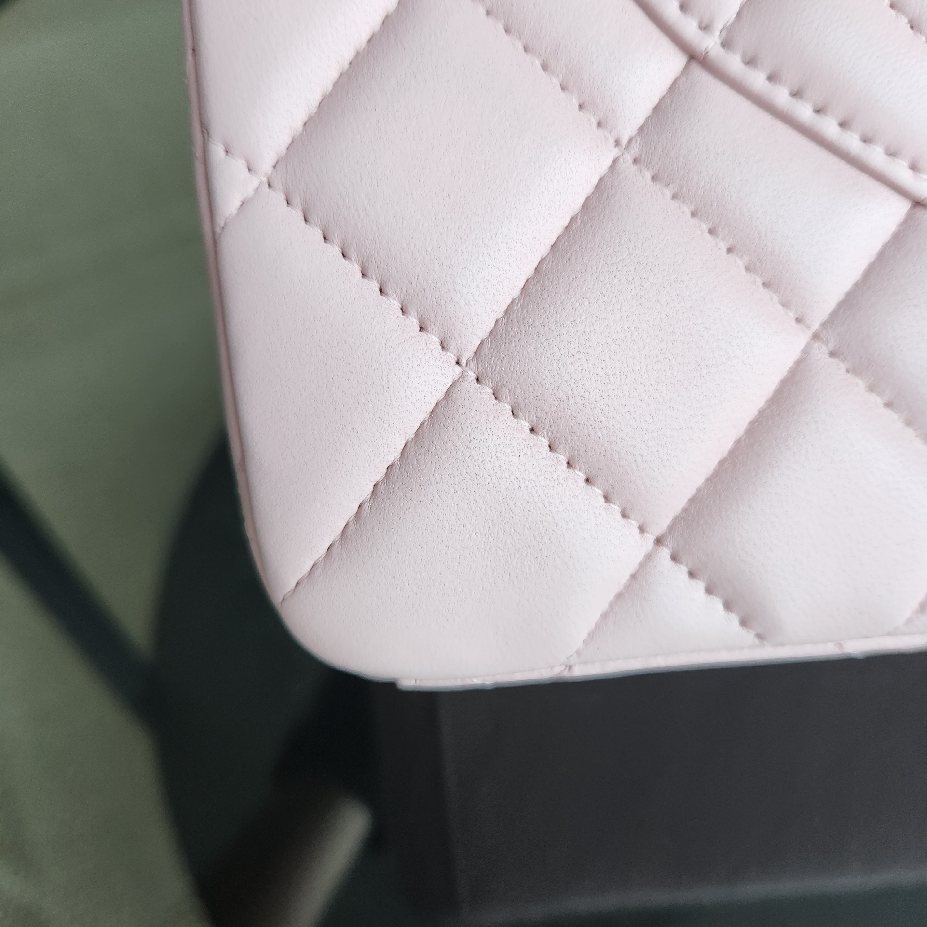 Chanel Classic Flap Maxi - 34CM Quilted Lambskin Single Flap Light Pink Silver Hardware Series 13