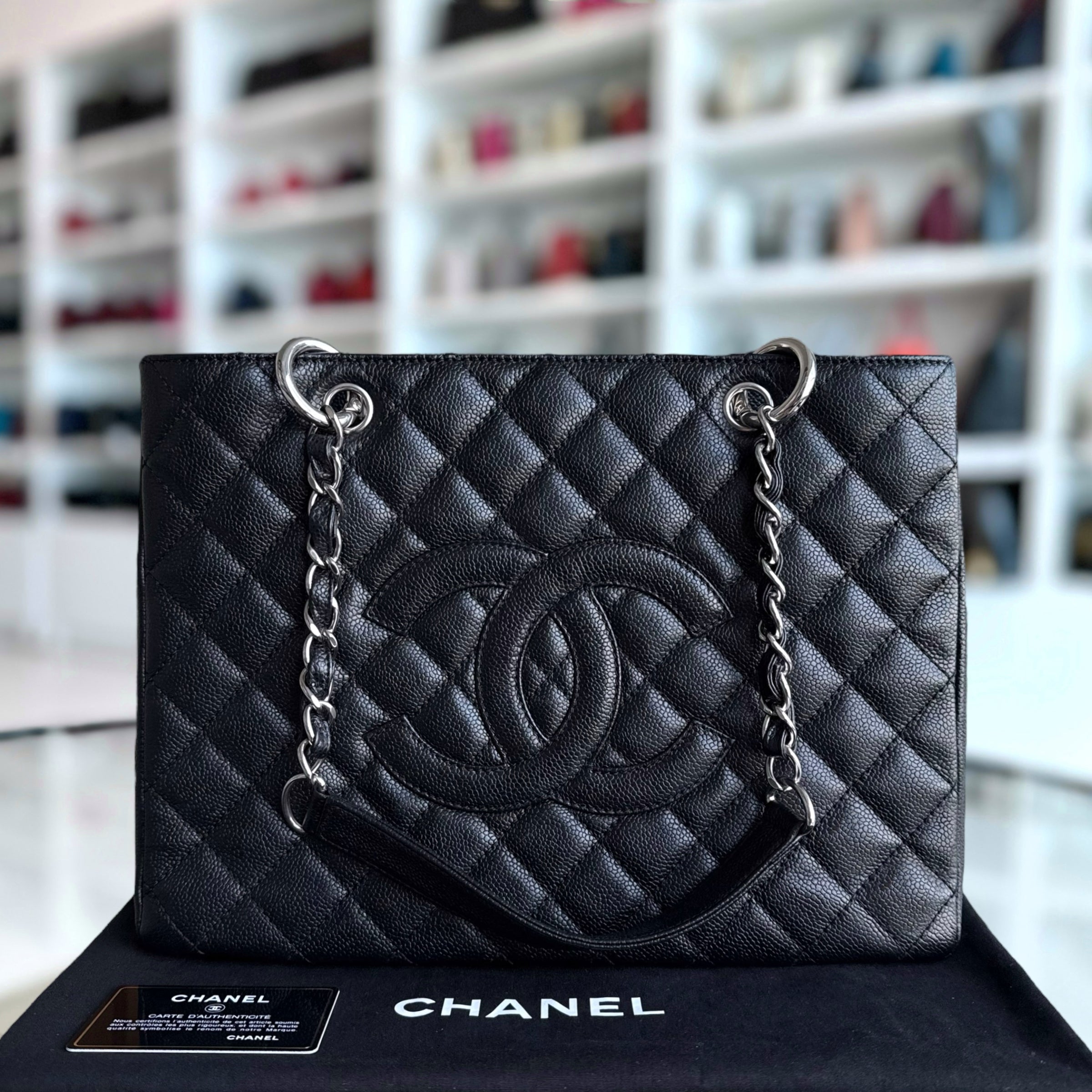 Chanel GST Grand Shopping Tote Caviar - Quilted Black Silver Hardware Series 12