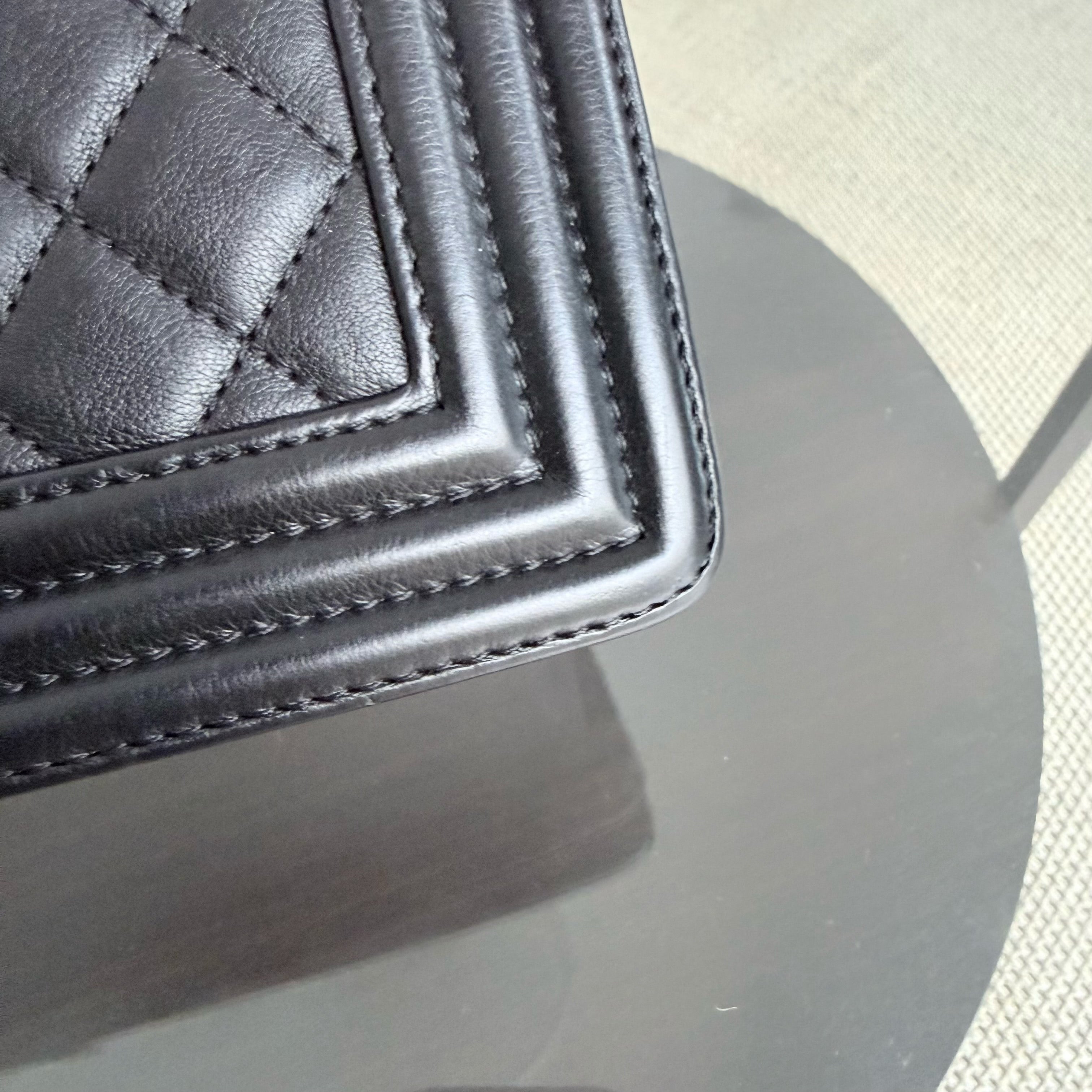 Chanel Boy Large - 30CM Quilted Calfskin Black Silver Hardware Series 17
