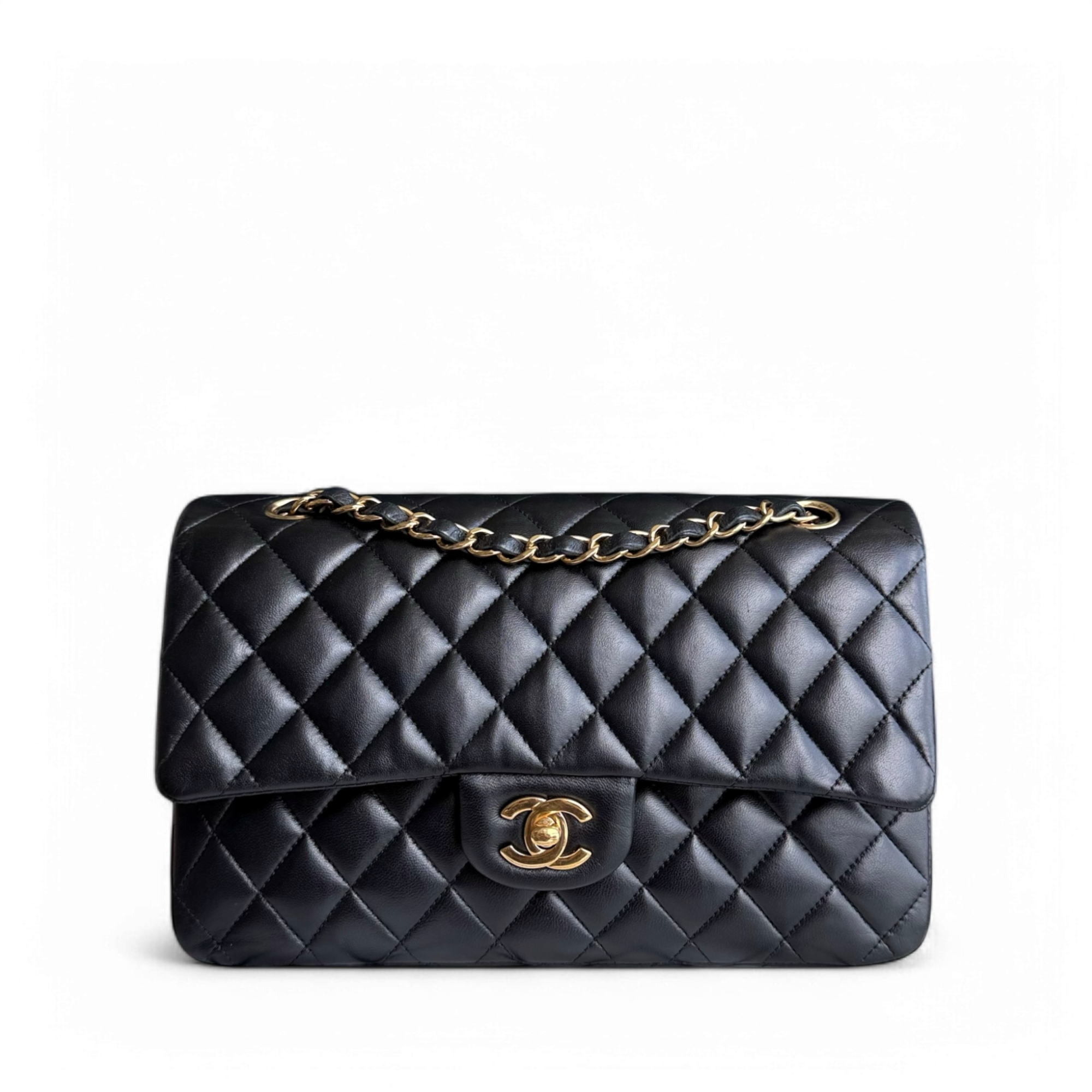 Chanel Classic Flap Medium - 25CM Quilted Lambskin Black Gold Hardware Series 27