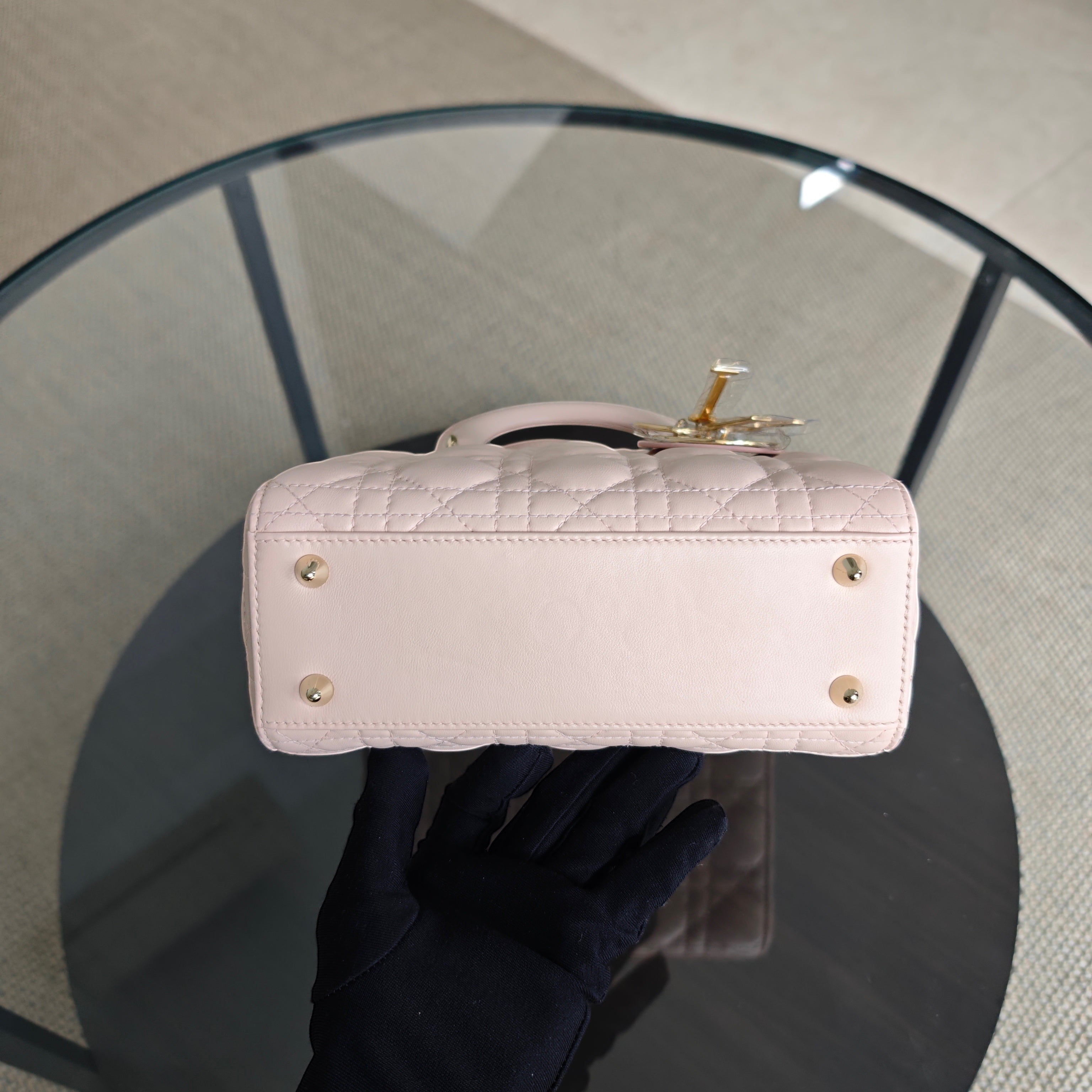 Dior Lady Small Flap - Cannage Lambskin Light Sakura Pink Gold Hardware
