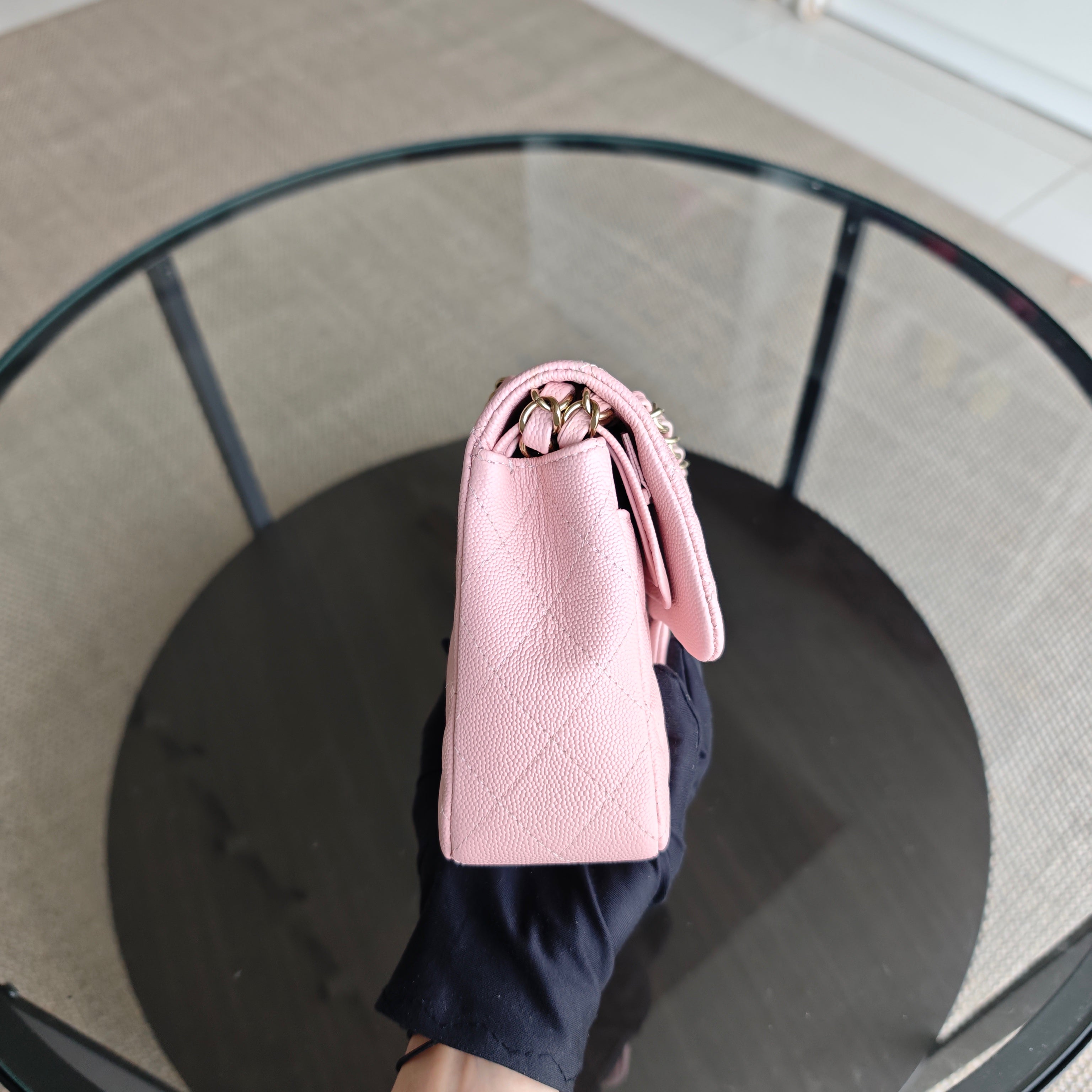 Chanel Classic Flap Small - Caviar 23CM Quilted Light Pink Gold Hardware Microchip