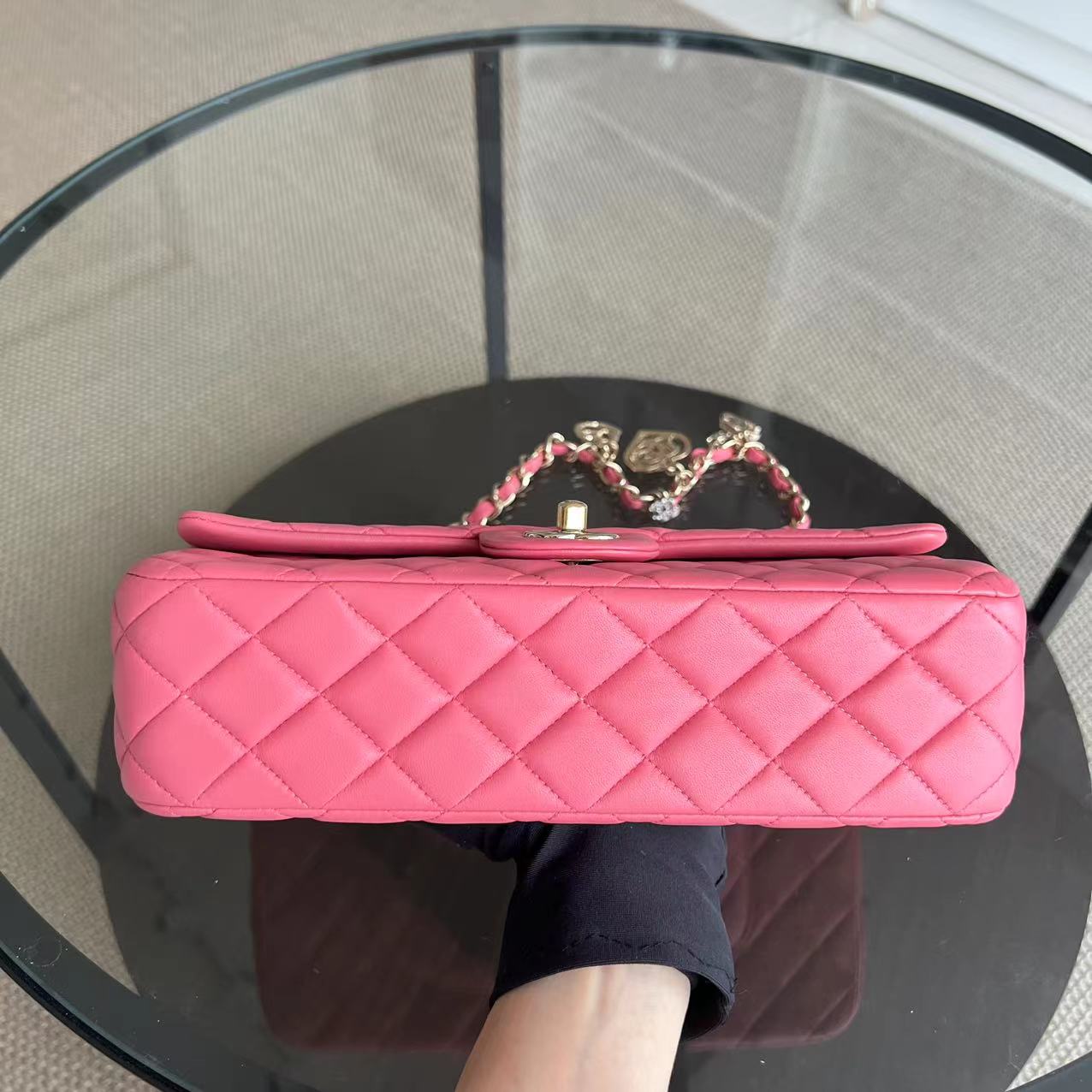 Chanel Classic Flap Medium - Vanitine Single Flap Quilted Lambskin Sakura Pink Golden Hardware Seires 19