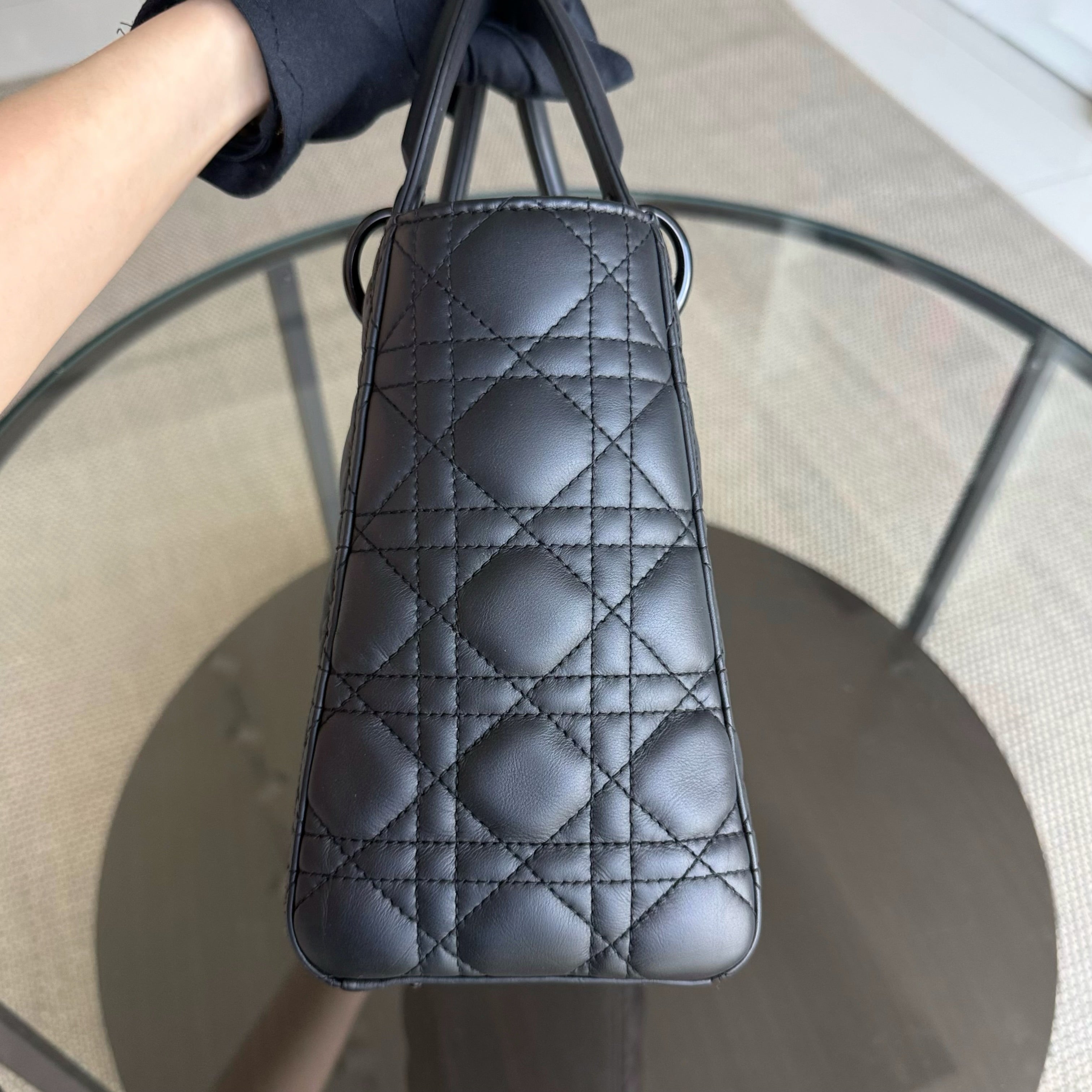 *Flap Open* Dior Lady Medium - Calfskin So Black Black Hardware NO STRAP