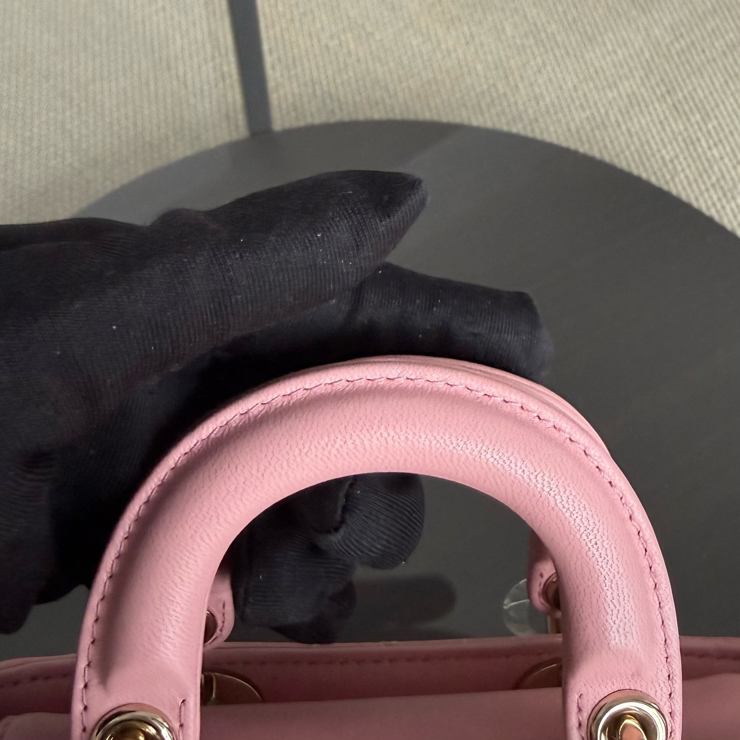 Dior D-Joy Mini - 17CM Lambskin Pink Gold Hardware