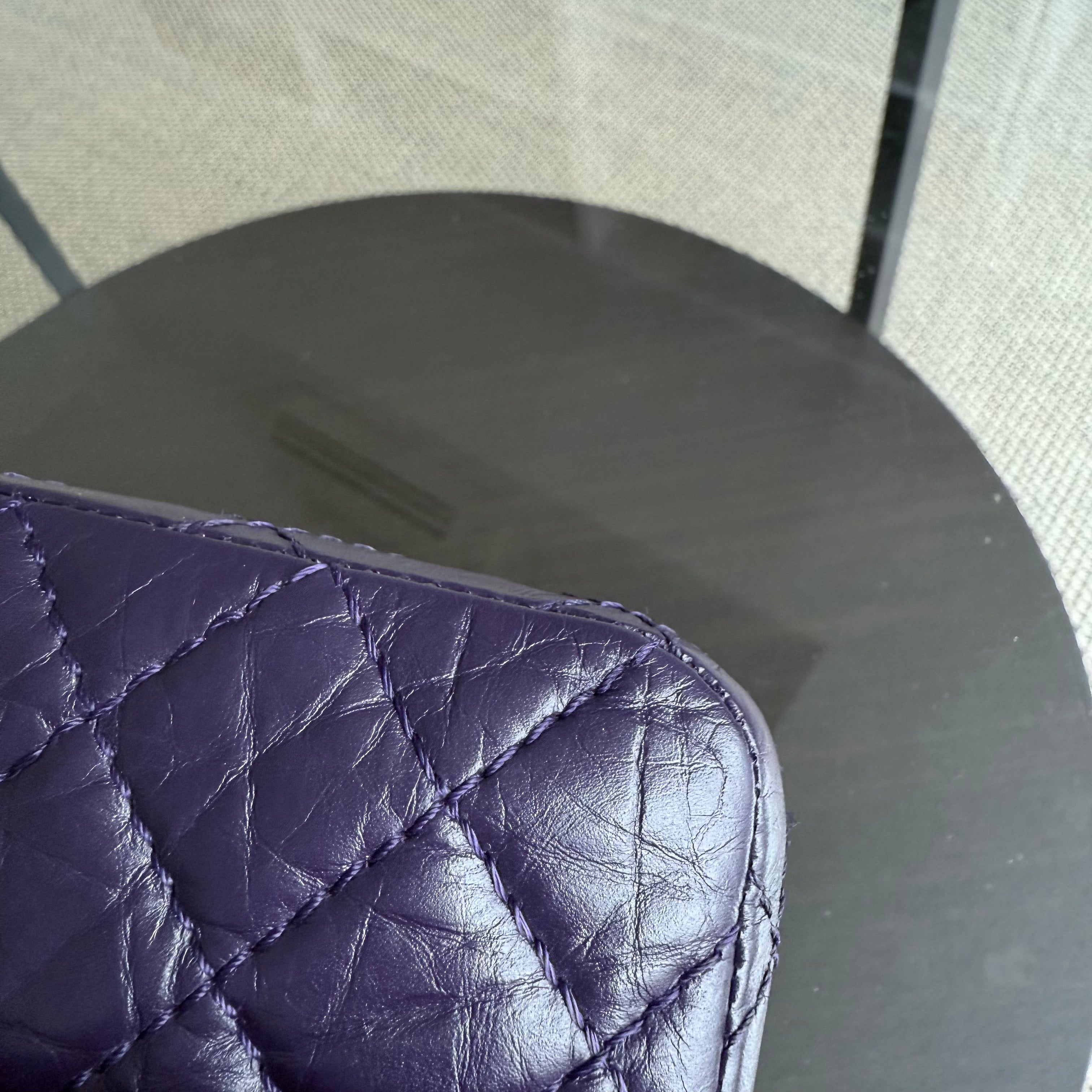 Chanel 2.55 Reissue 224 - Quilted Aged Calfskin Dark Violet Purple Aged Silver Hardware Series 17