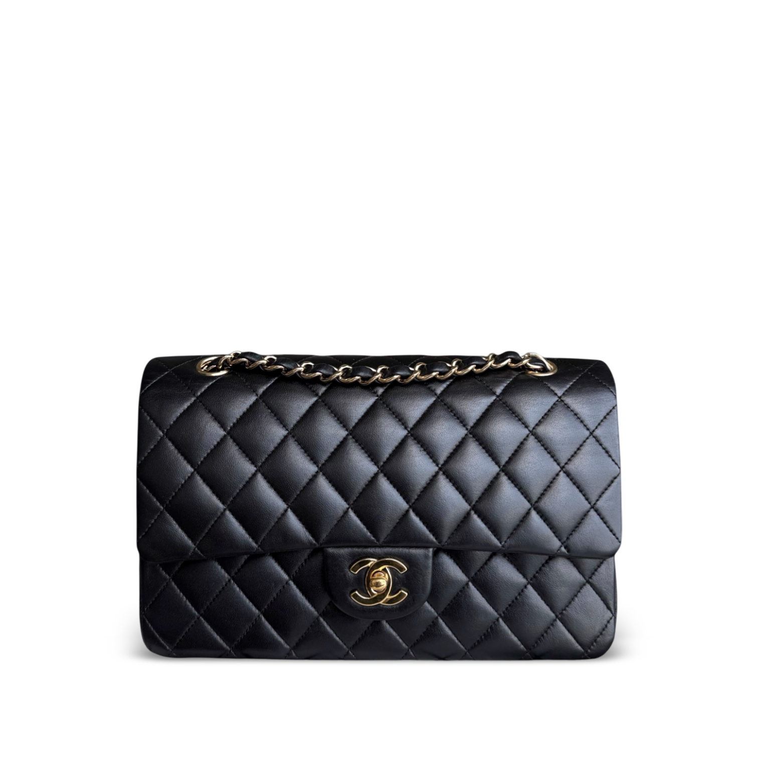 Chanel Classic Flap Medium - 25CM Quilted Lambskin Black Gold Hardware Series 13