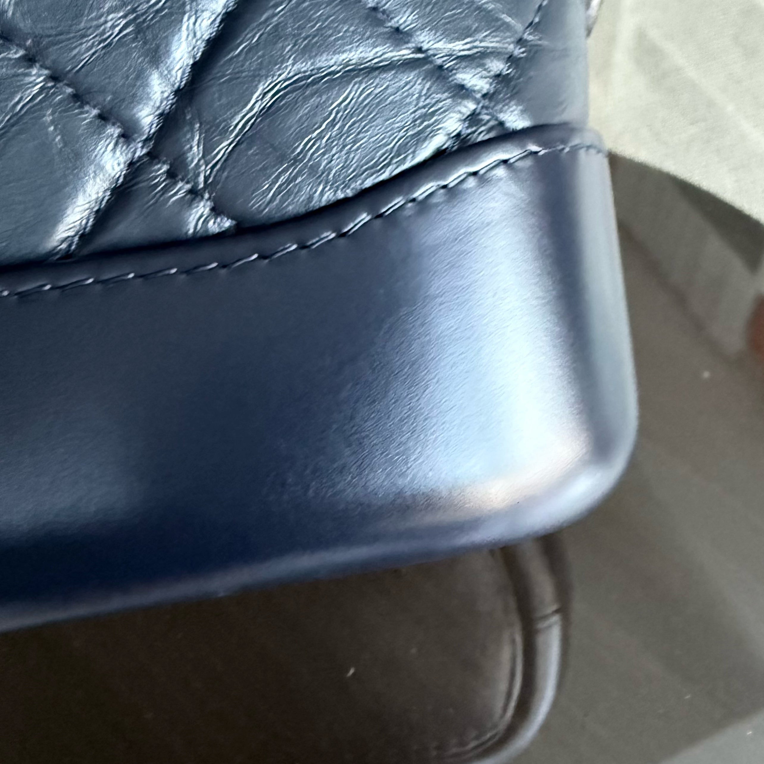 Chanel Gabrielle Small - Quilted Calfskin Dark Navy Blue Two-tone Gold Hardware Series 28
