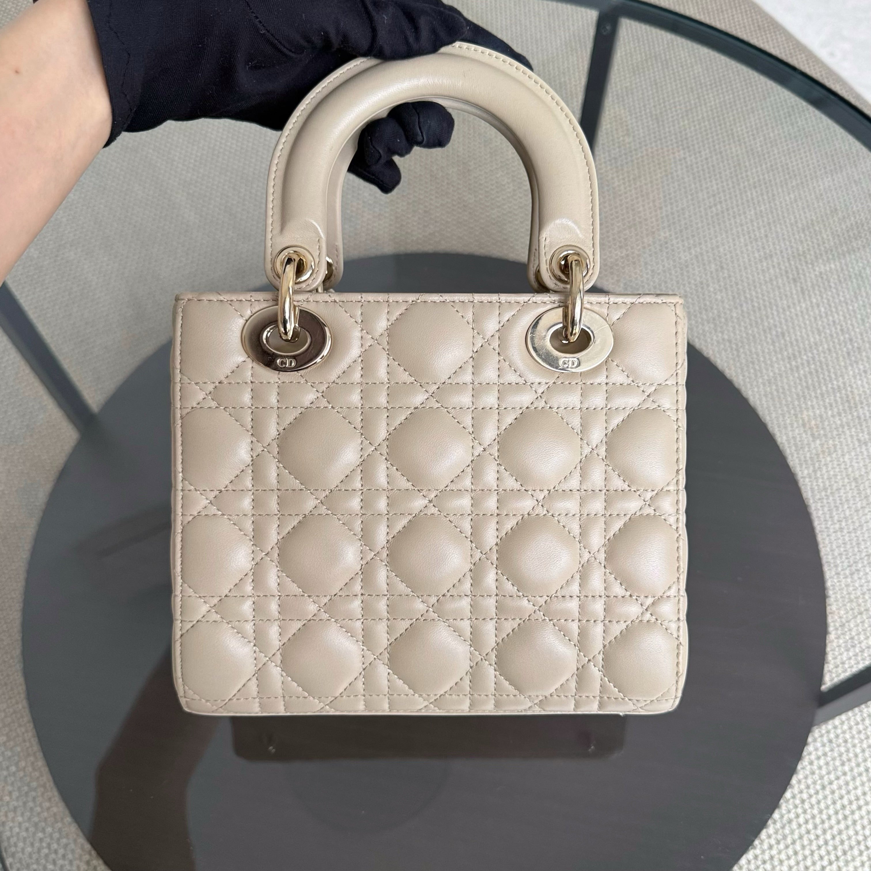 Dior Lady Small ABC Flap - Cannage Lambskin Beige Gold Hardware MyABC