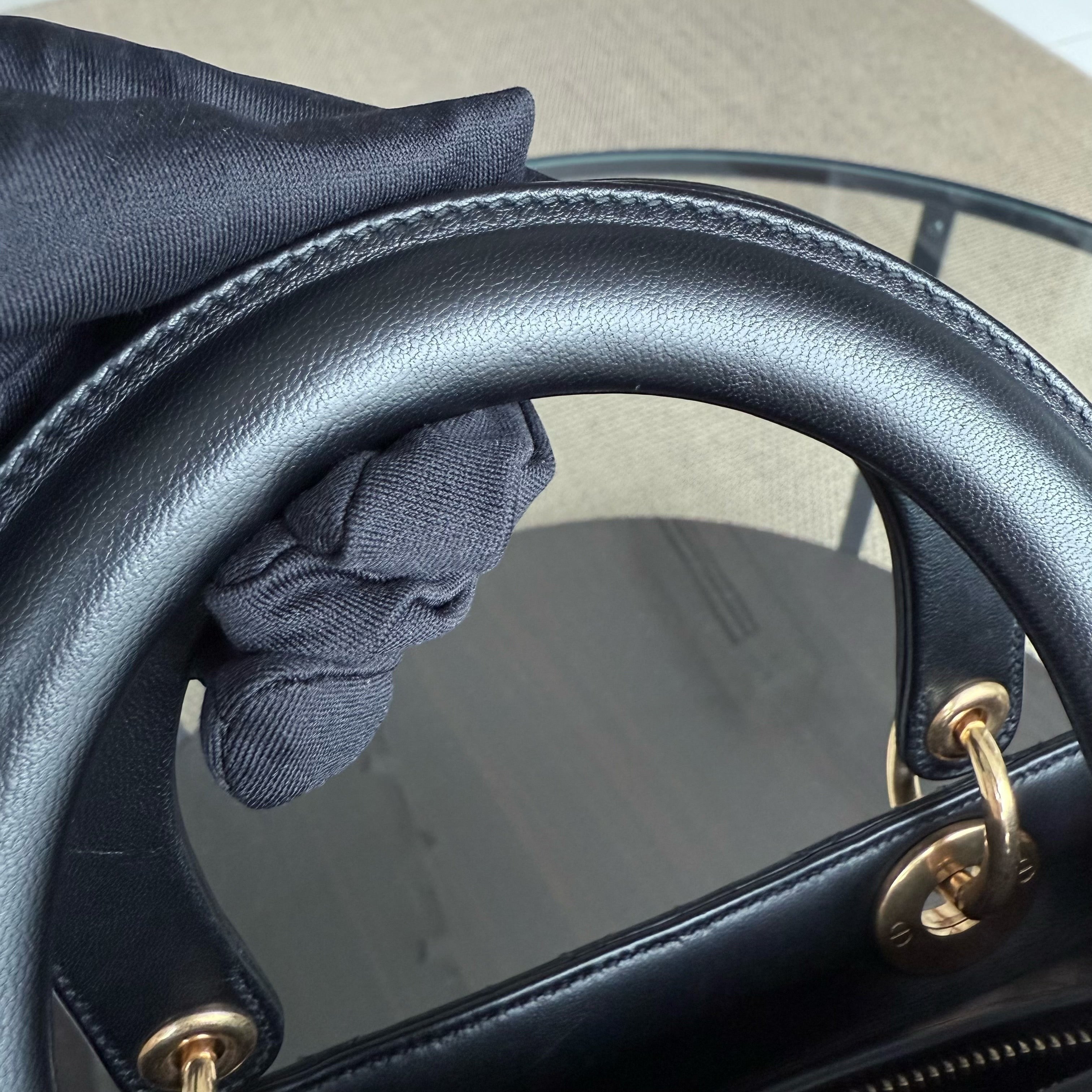 Dior Lady Medium - Cannage Lambskin Black Gold Hardware NO STRAP