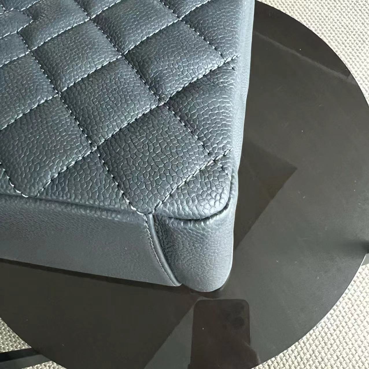 Chanel Caviar GST Grand Shopping Tote Quilted Grained Calfskin Grey Silver Hardware Series 13