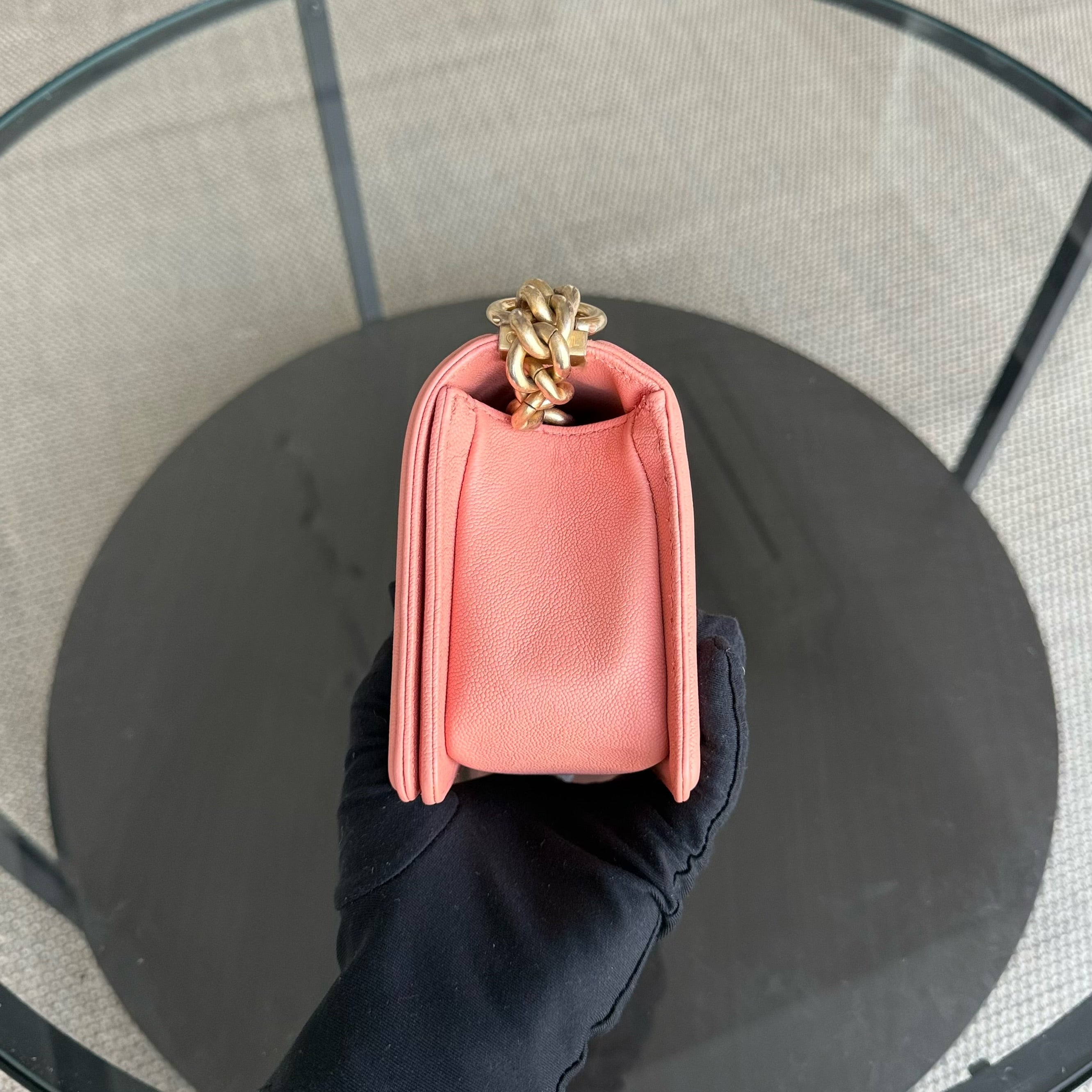 Chanel Boy Small - Caviar 20CM Quilted Blush Gold Hardware Series 27