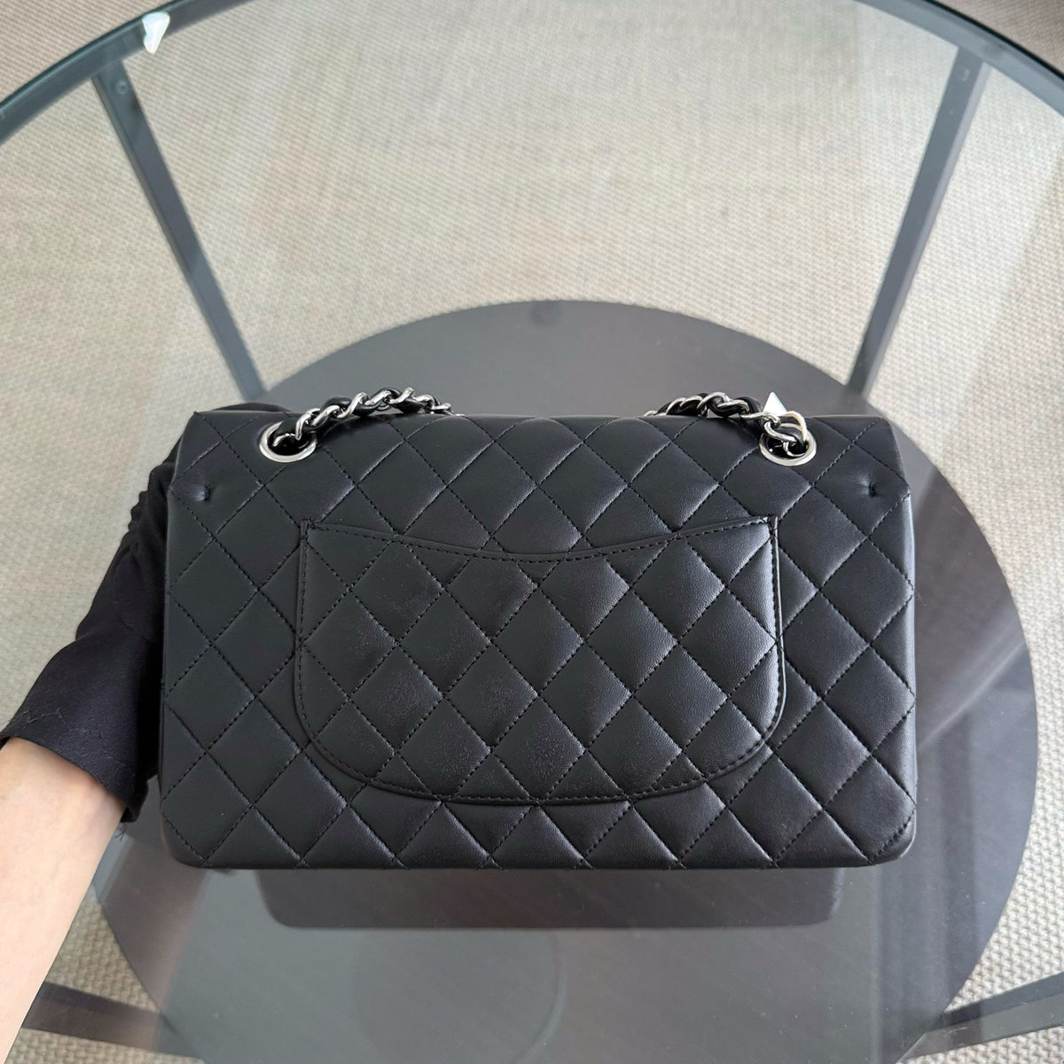 Chanel Classic Flap Medium - 25CM Quilted Lambskin Black Silver Hardware Series 15