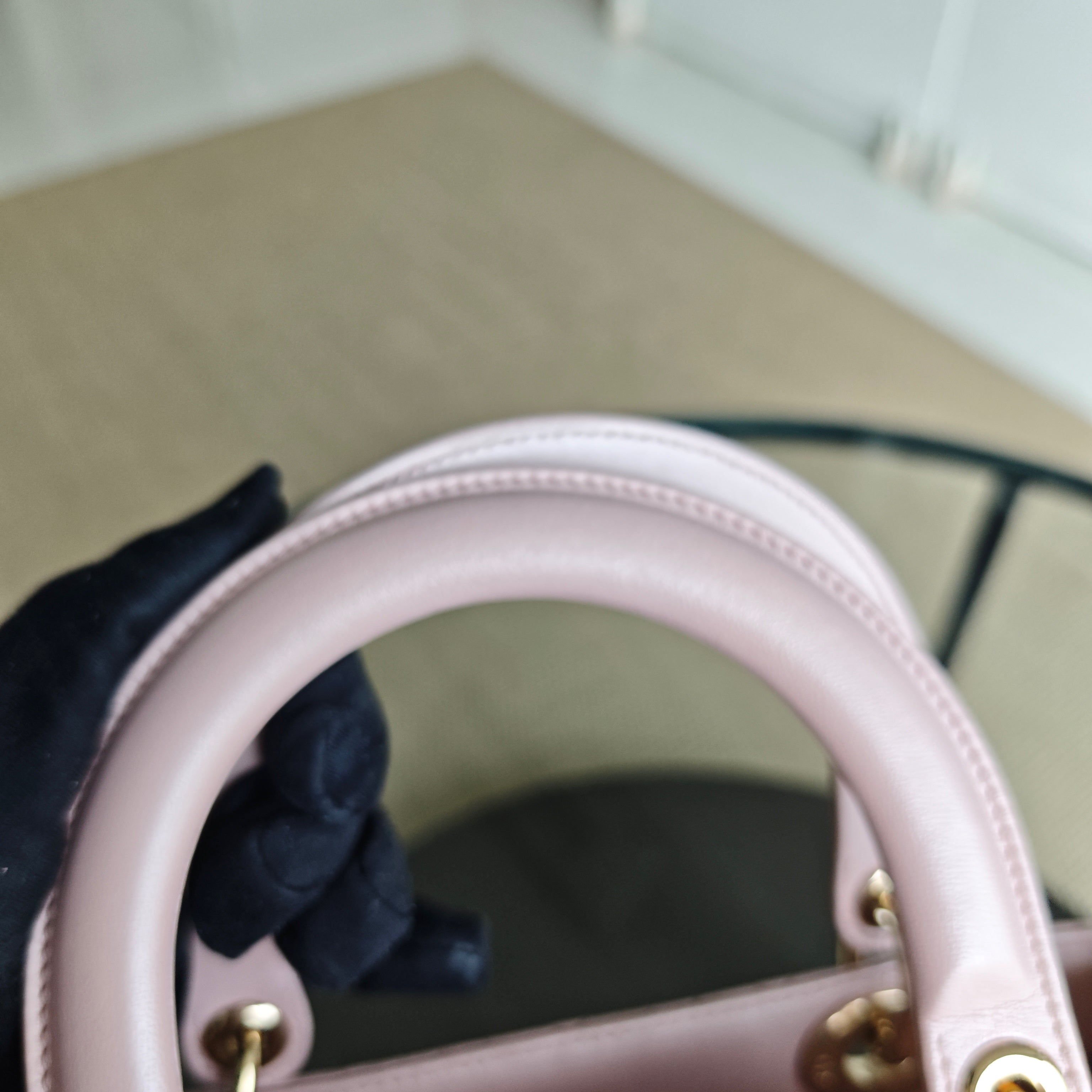 Lady Medium Cannage Lambskin Pink Gold Hardware