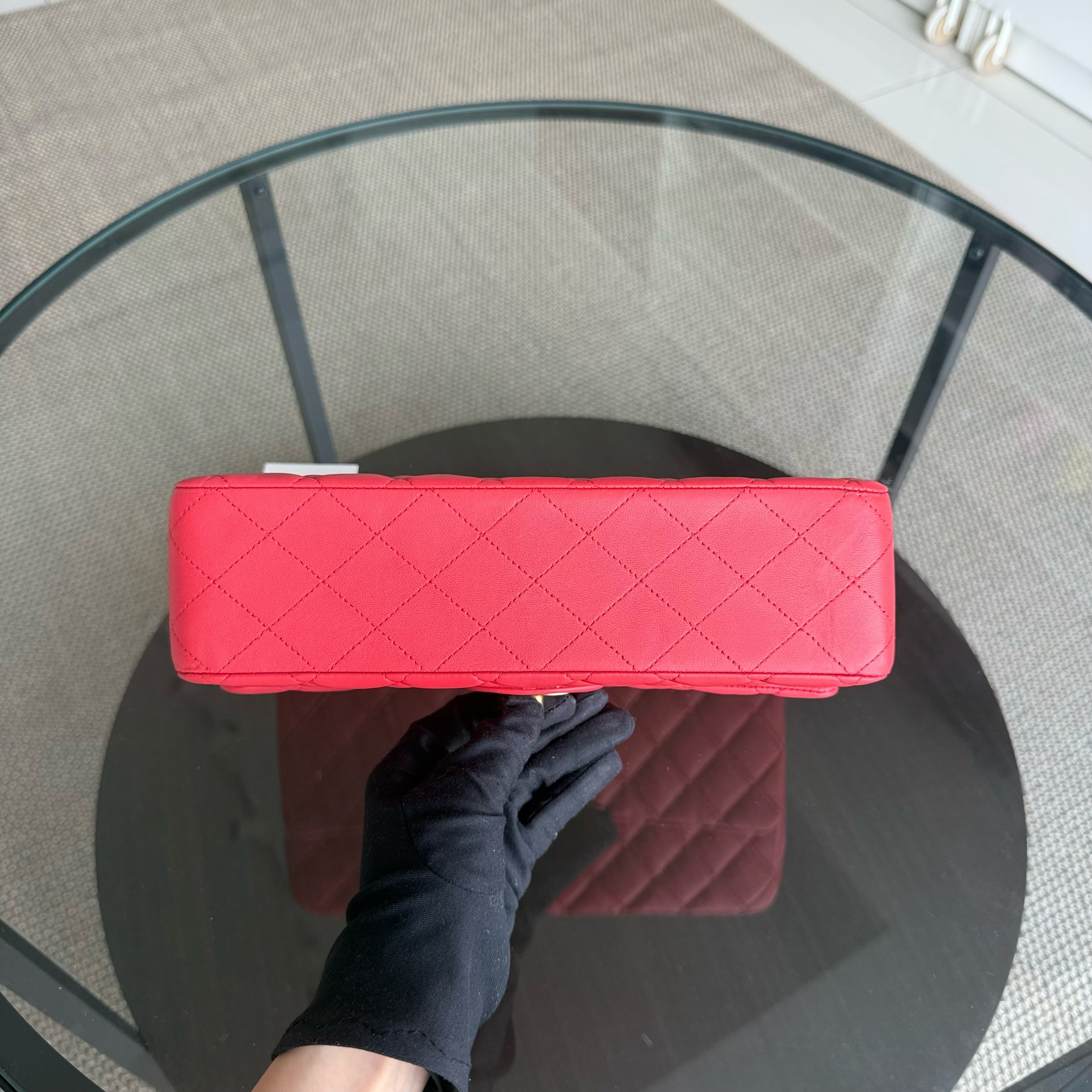 Chanel Classic Flap Medium - Quilted Lambskin 25CM Red Gold Hardware Series 27