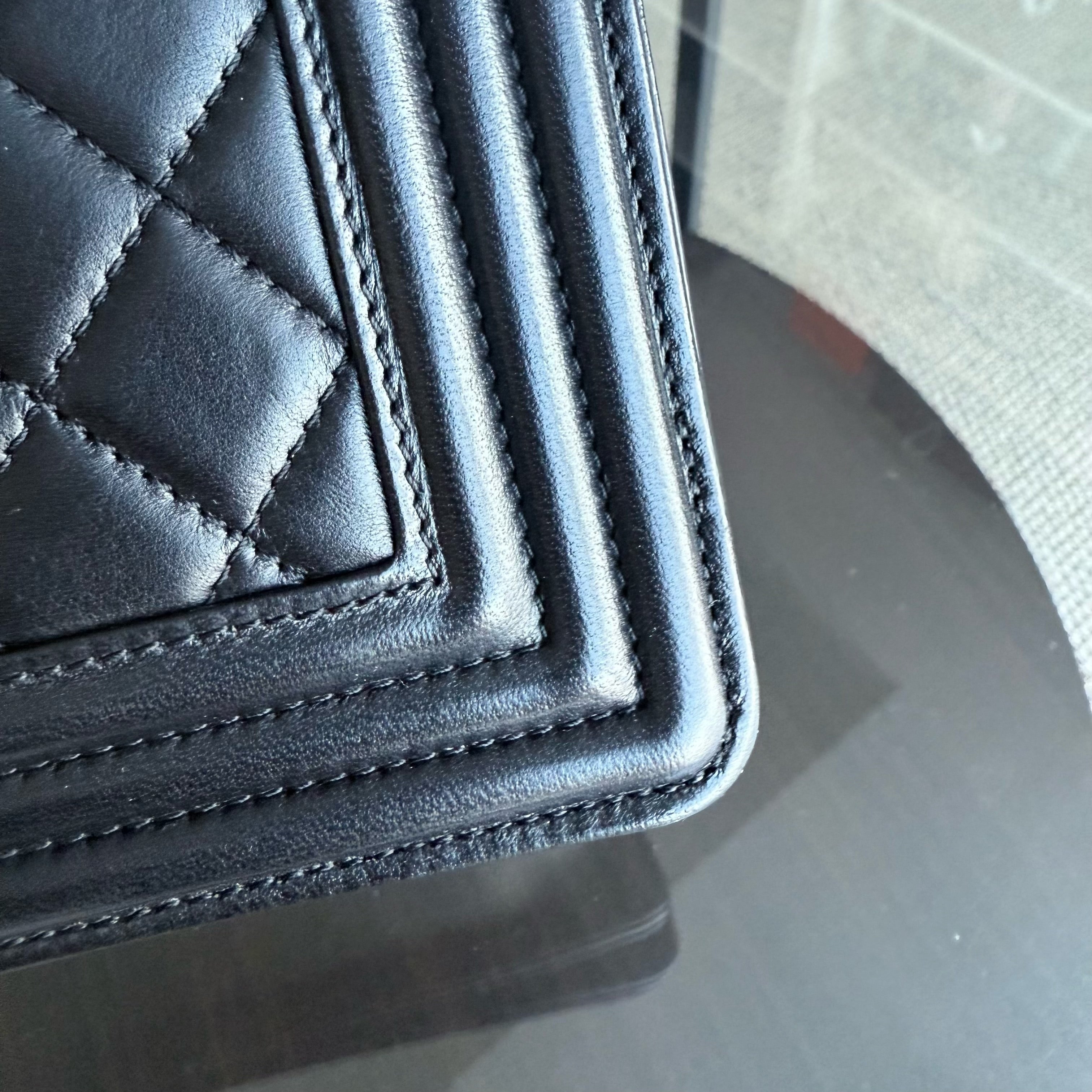Chanel Boy Large - 30CM Quilted Lambskin Large Black Ruthenium Silver Hardware Series 16