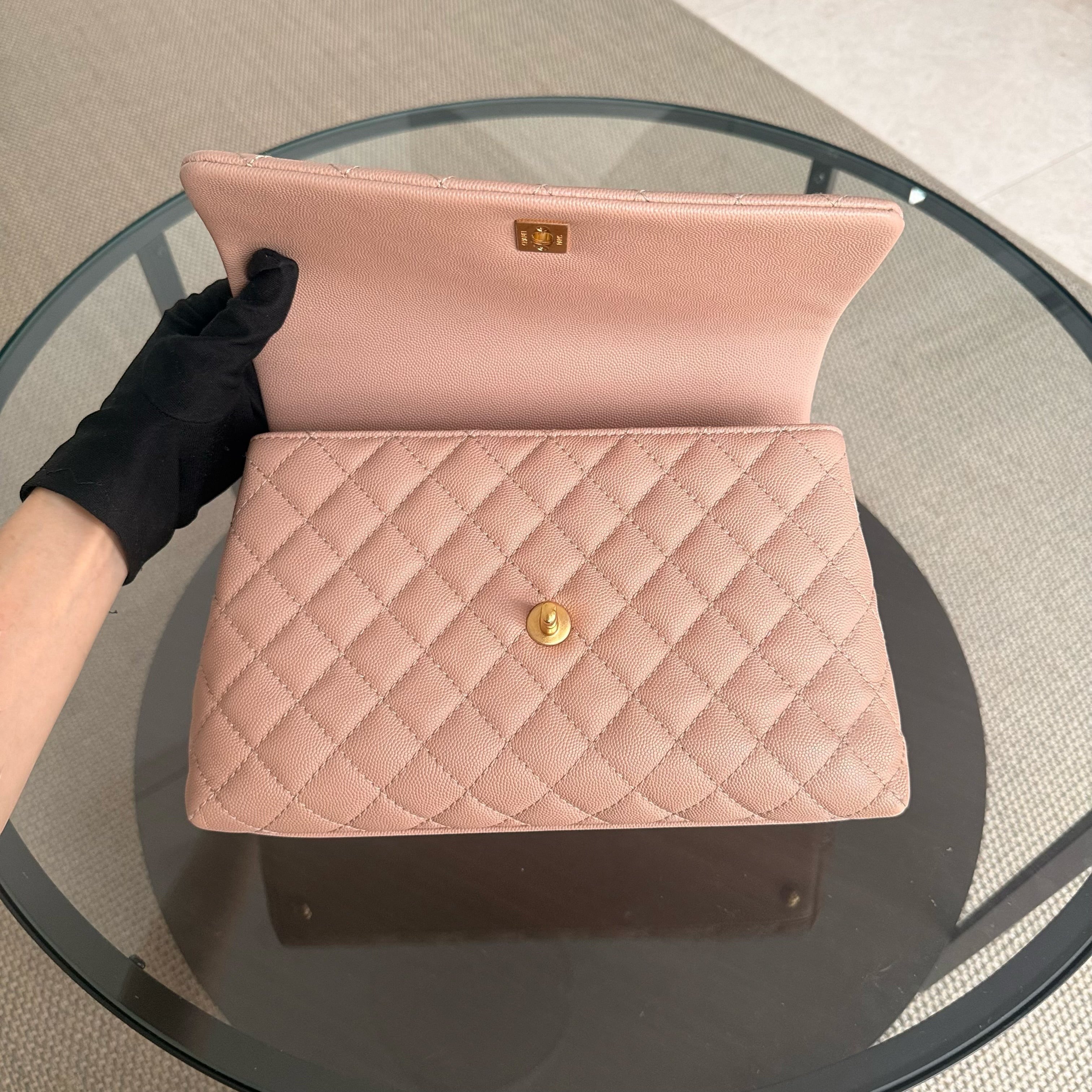 Chanel Coco Handle Medium - Caviar Quilted Beige Gold Hardware Series 26