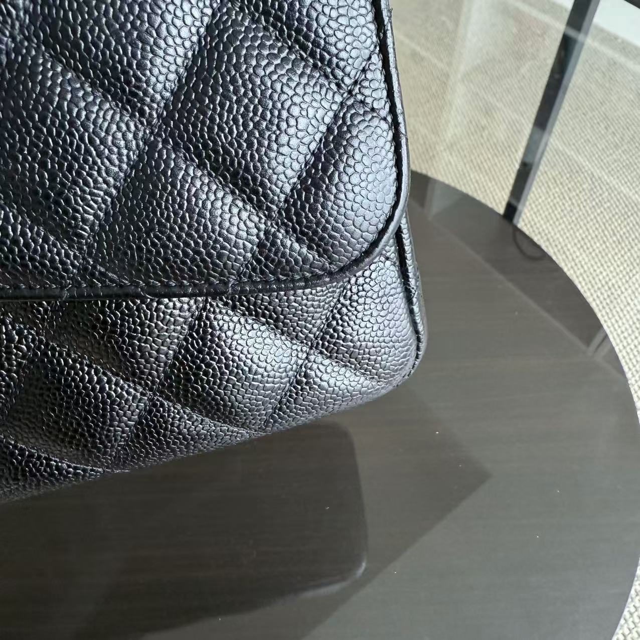 Chanel Classic Flap Jumbo - Caivar 30CM Quilted Black Gold Hardware Series 13