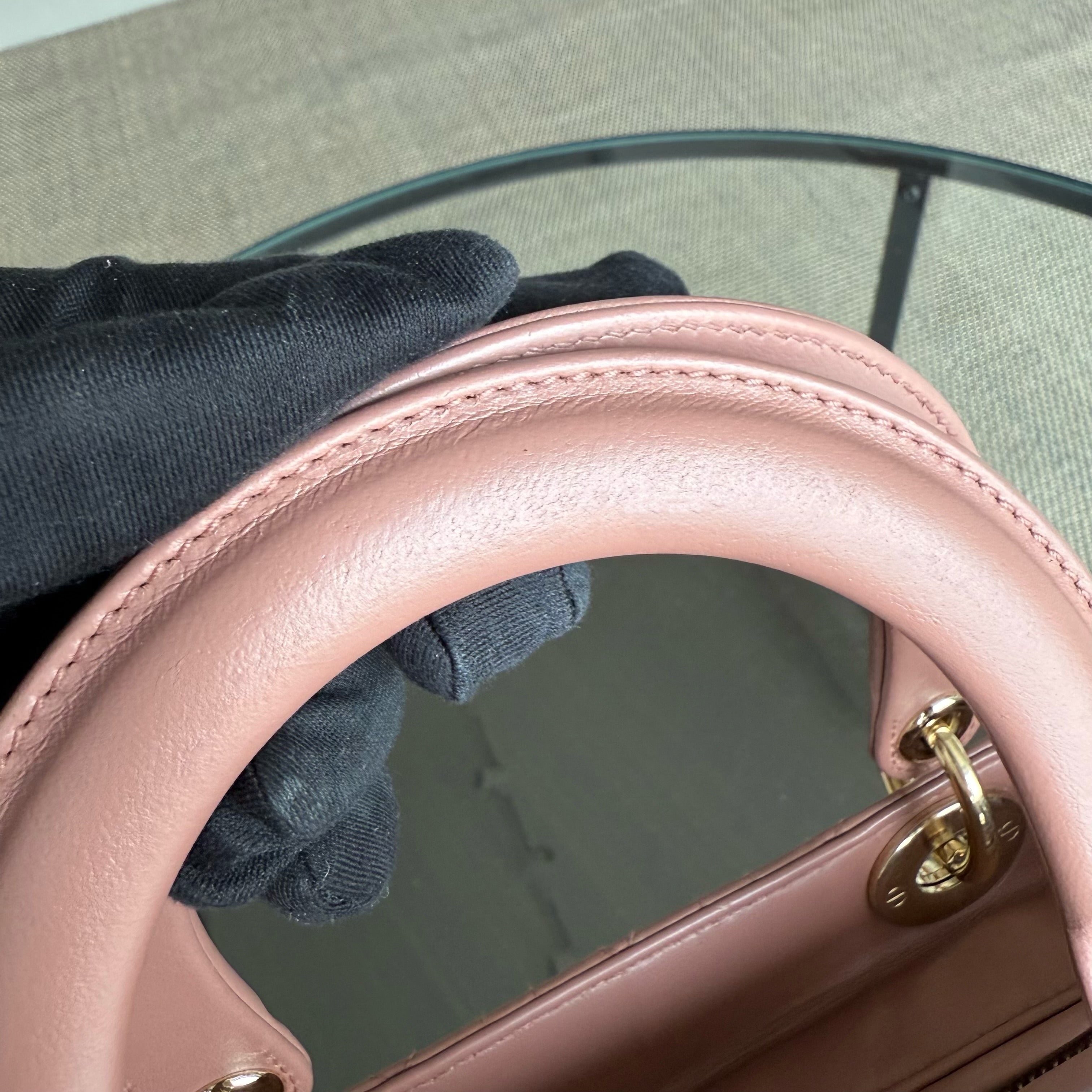 Dior Lady Medium - Cannage Lambskin Blush Gold Hardware NO STRAP