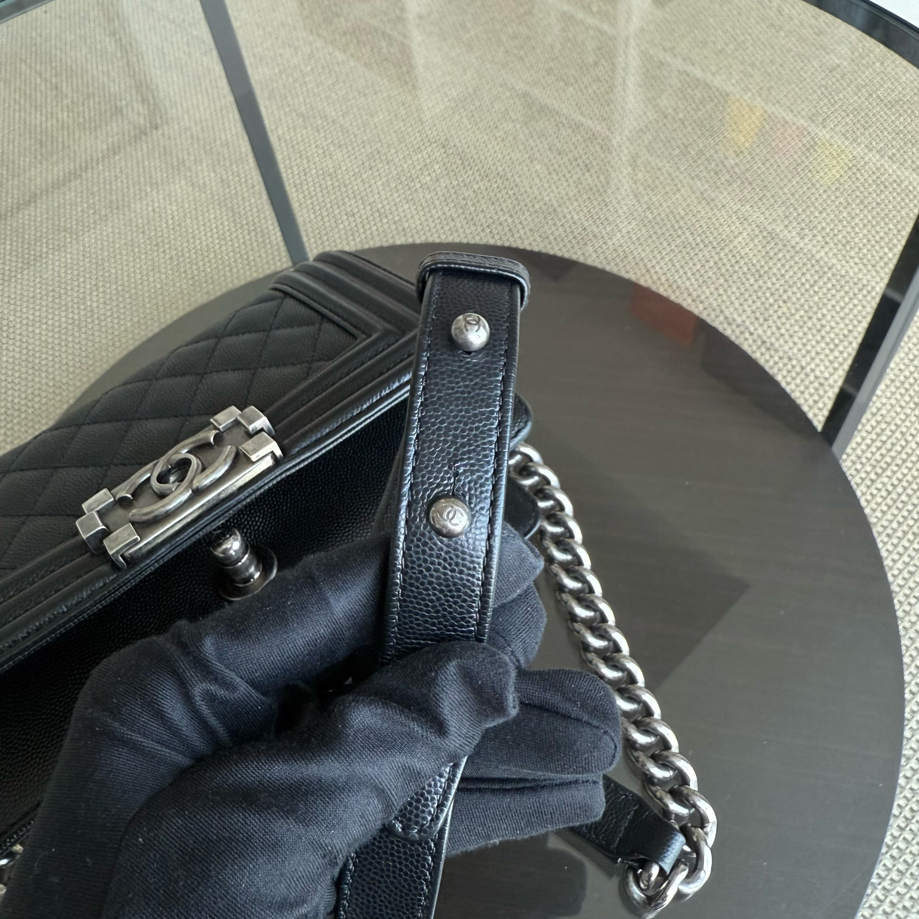 Chanel Boy Small - Caviar Quilted Grained Calfskin Black Ruthenium Silver Hardware Series 30