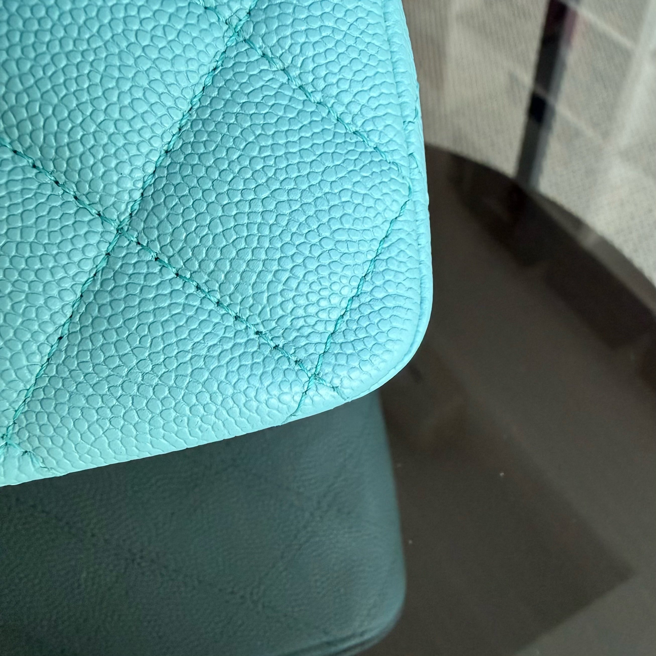 Chanel Classic Flap Medium - Caviar 25CM Quilted Tiffany Light Blue Gold Hardware Series 26