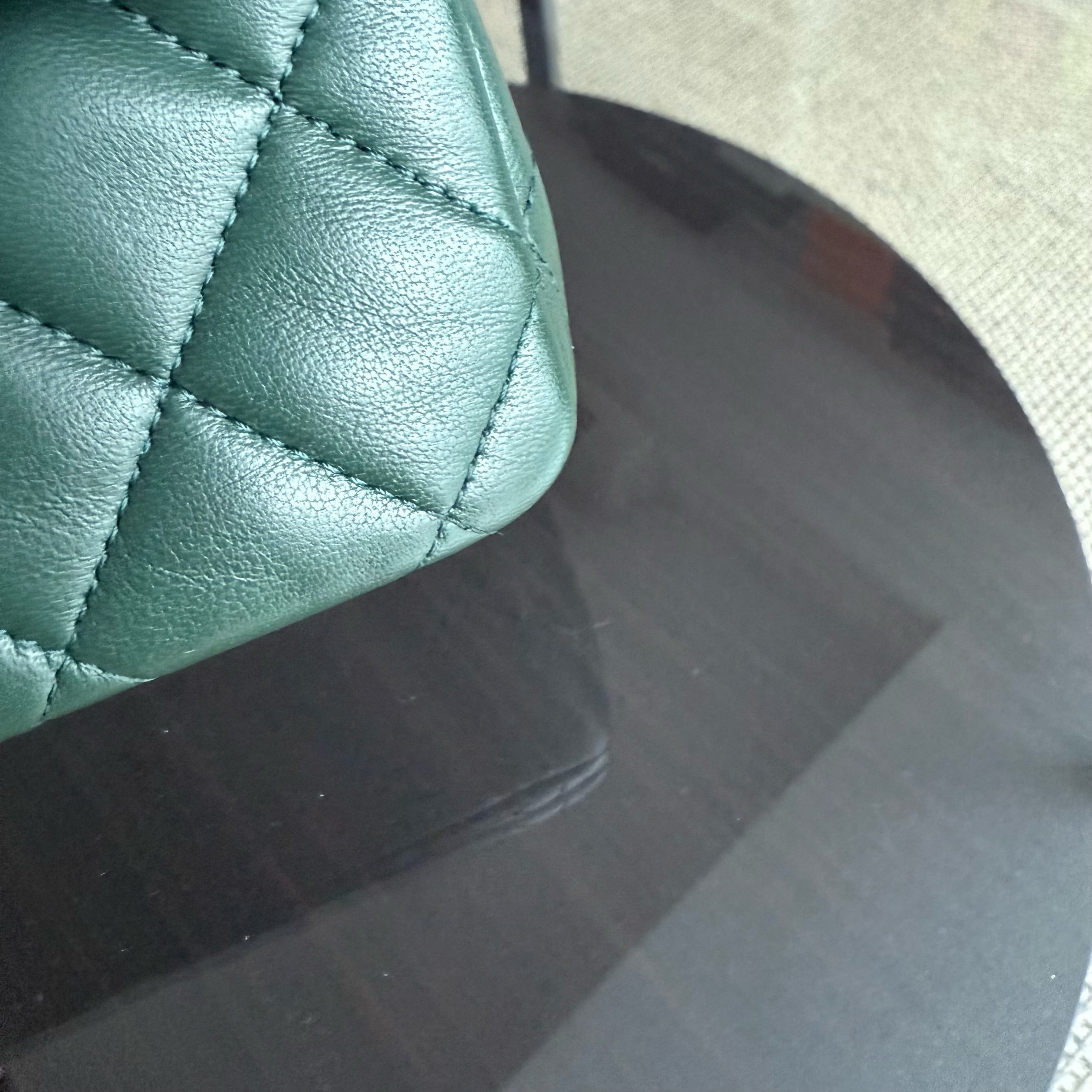 Chanel Classic Flap Medium - 25CM Quilted Lambskin Dark Green Silver Hardware Series 23