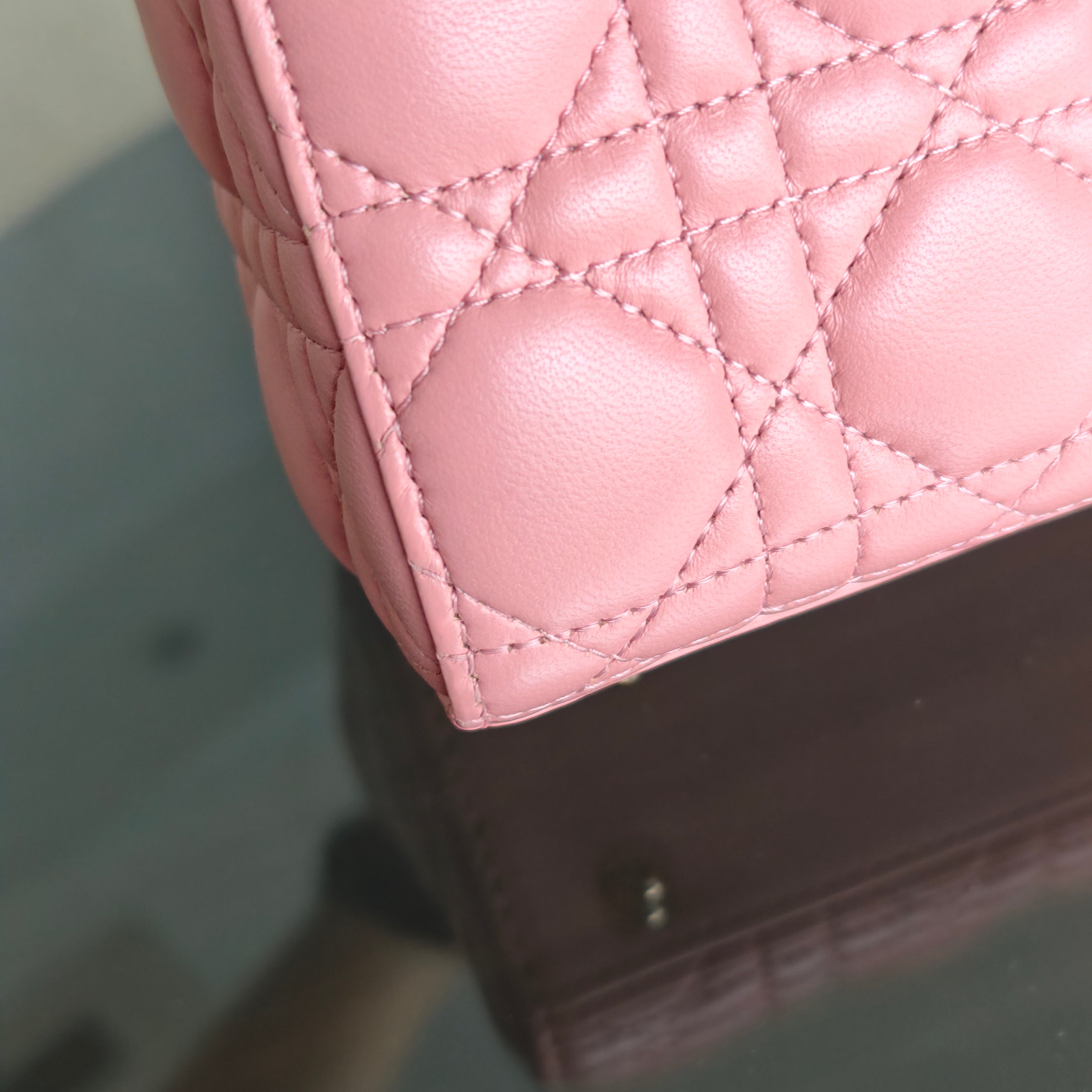 Dior Lady Small Flap - Cannage Lambskin Pink Gold Hardware