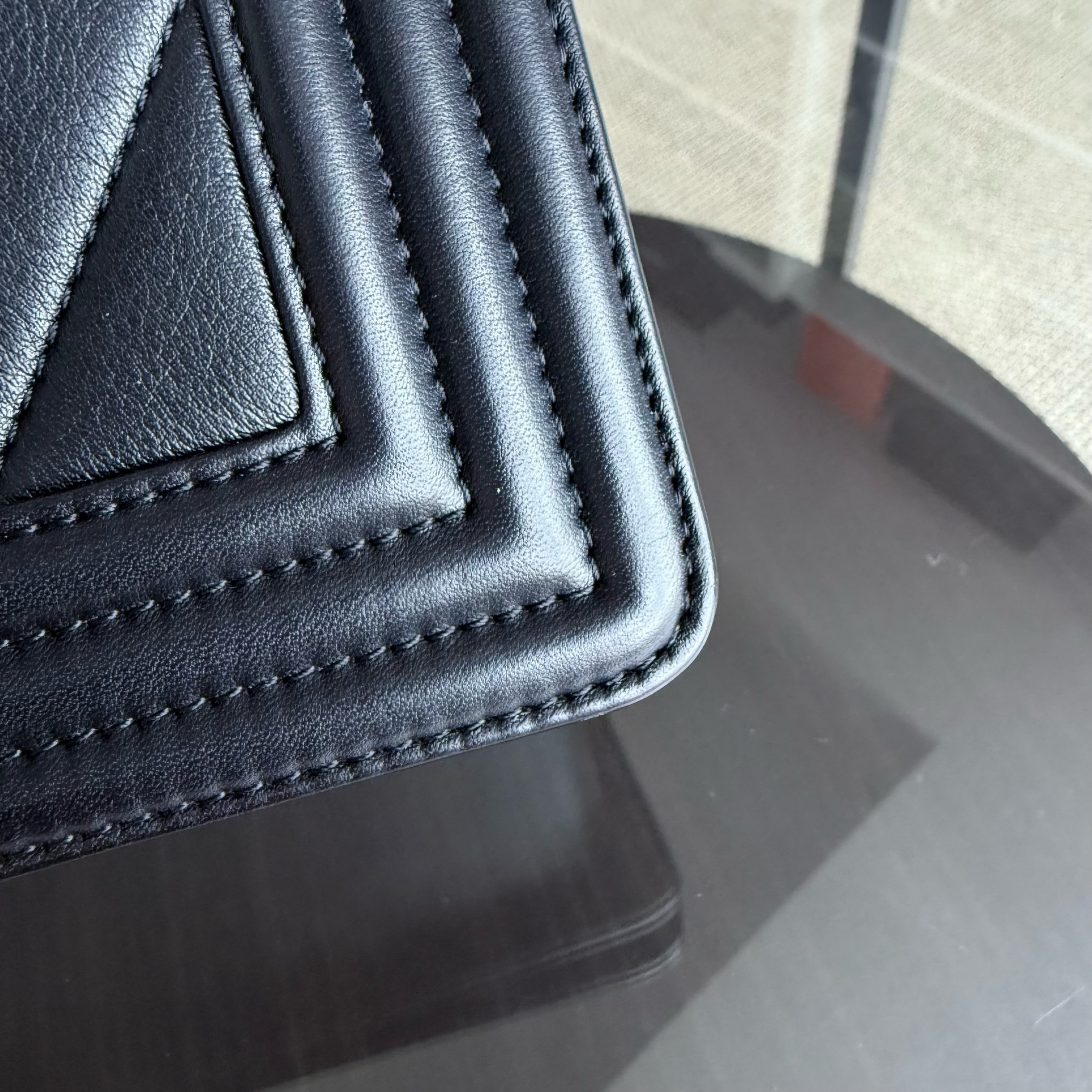 Chanel Boy Medium - Chevron Calfskin 25CM Black Silver Hardware Series 22