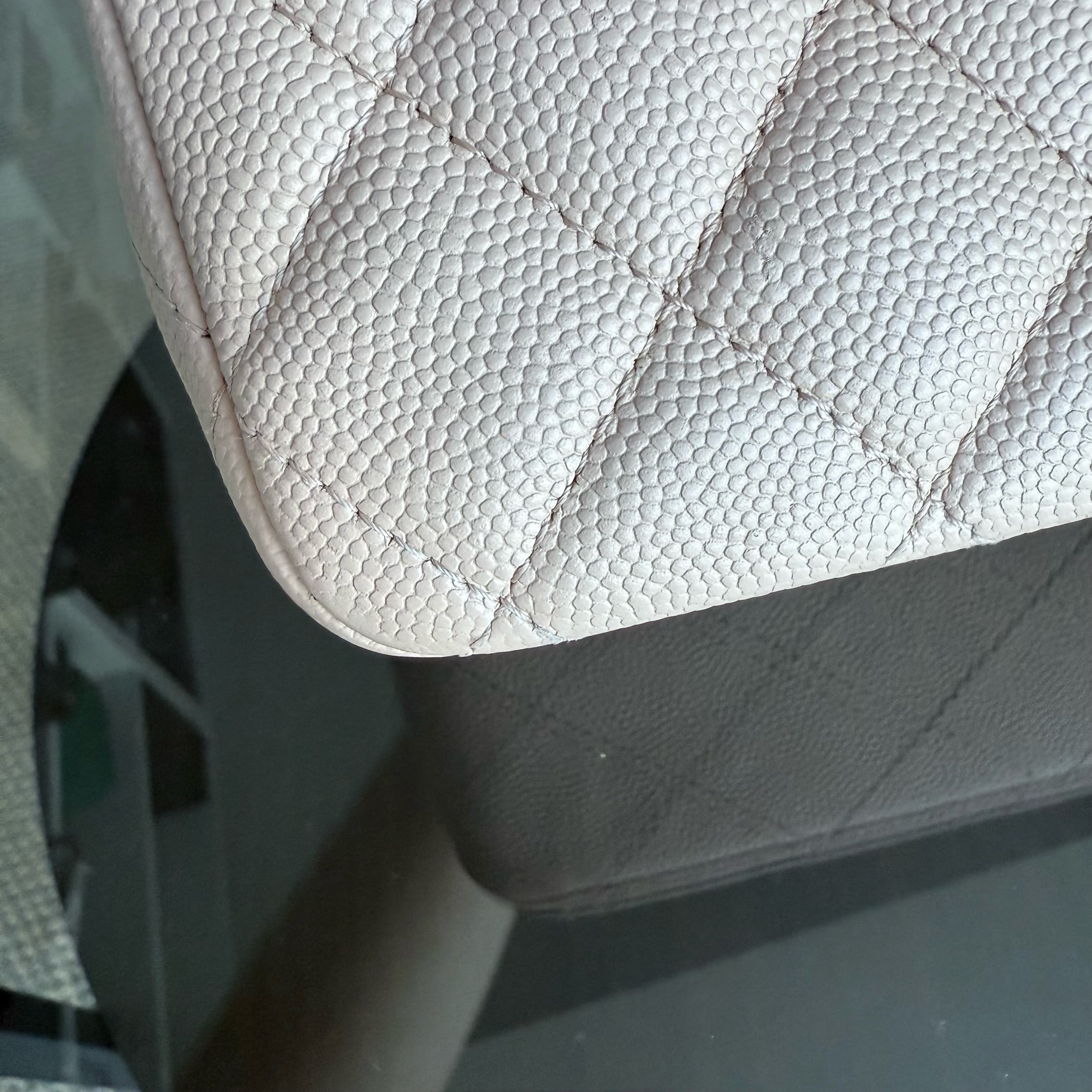 Chanel Classic Flap Medium - Caviar 25CM Quilted Grained Calfskin Light Pink Beige Gold Hardware Microchip