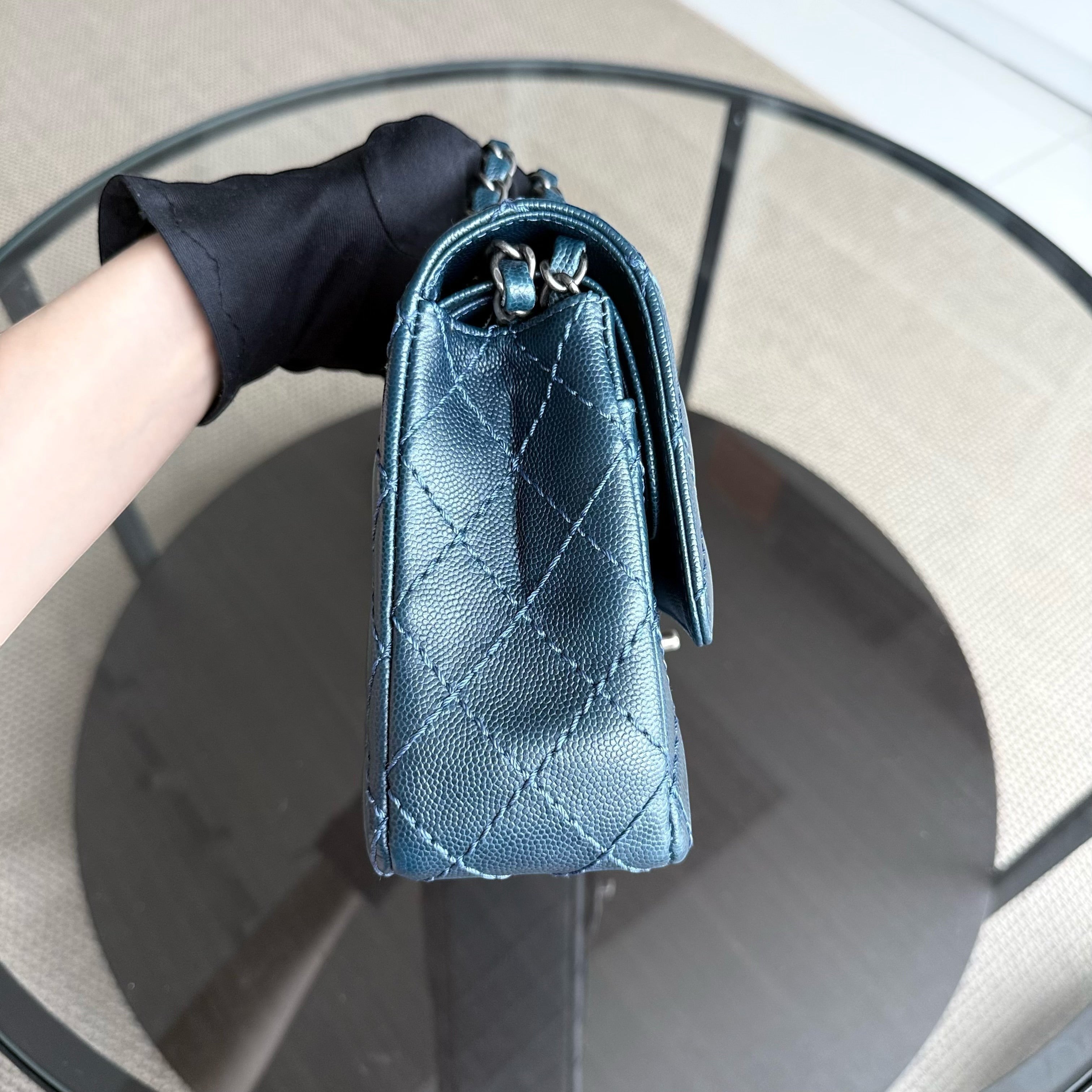 Chanel Classic Flap Medium - Caviar 25CM Quilted Dark Blue Silver Hardware Series 23