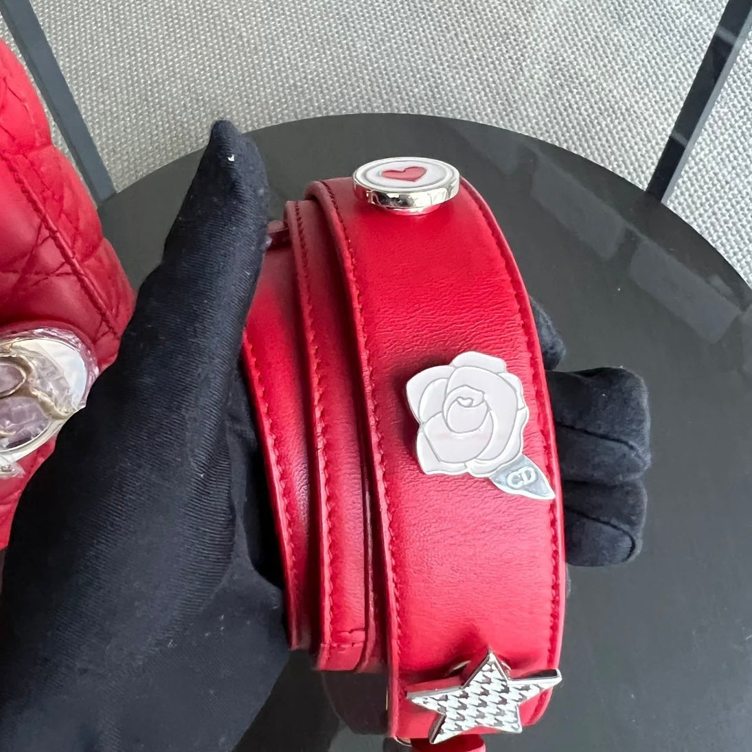 Dior Lady Small Flap - Cannage Lambskin Red Gold Hardware