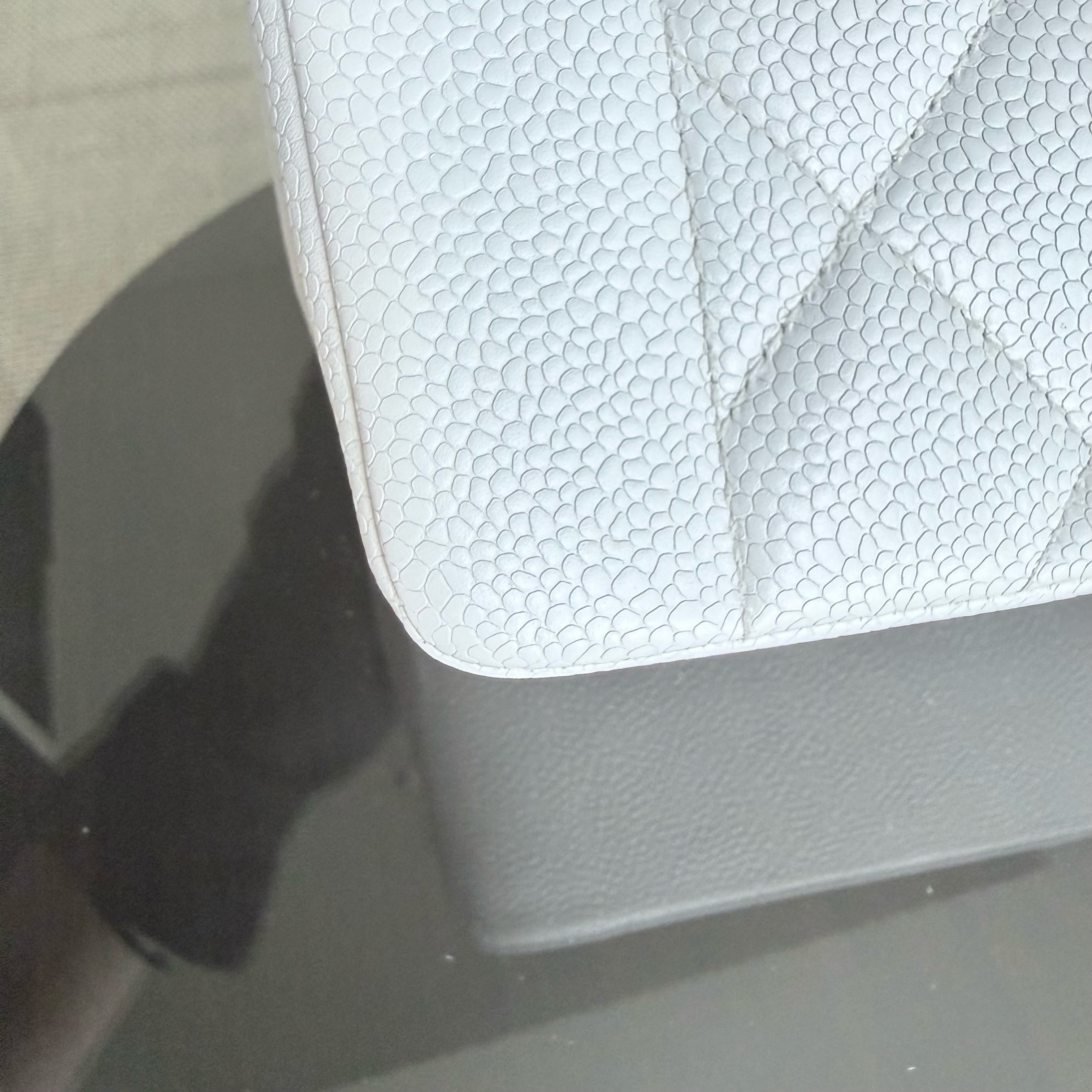 Chanel Diana Medium Vintage - 25CM Quilted Caviar White Gold Hardware Series 2