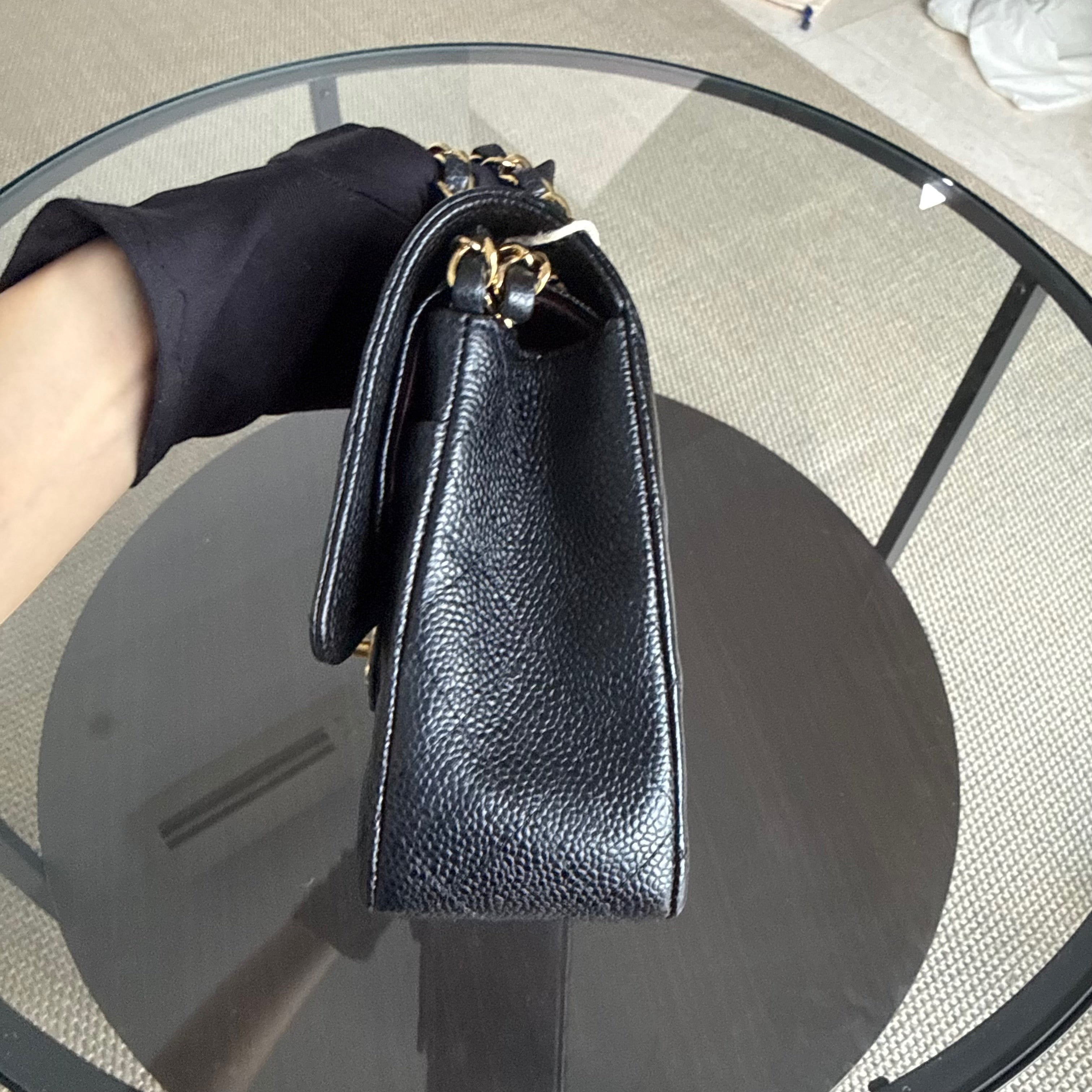 Chanel Classic Flap Medium - Caviar 25CM Quilted Double Flap Black Gold Hardware Series 18