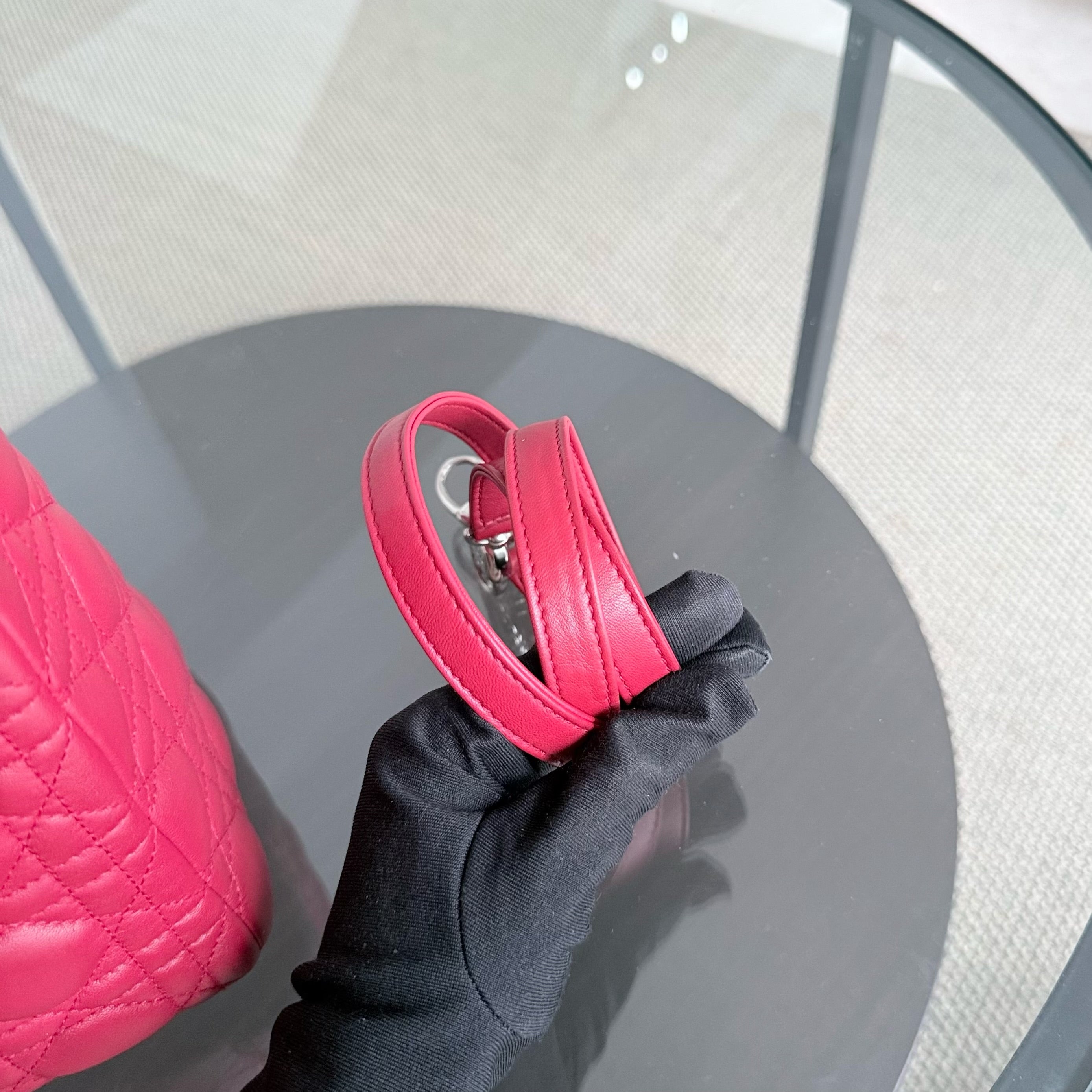 Dior Lady Medium - Cannage Lambskin Red Silver Hardware