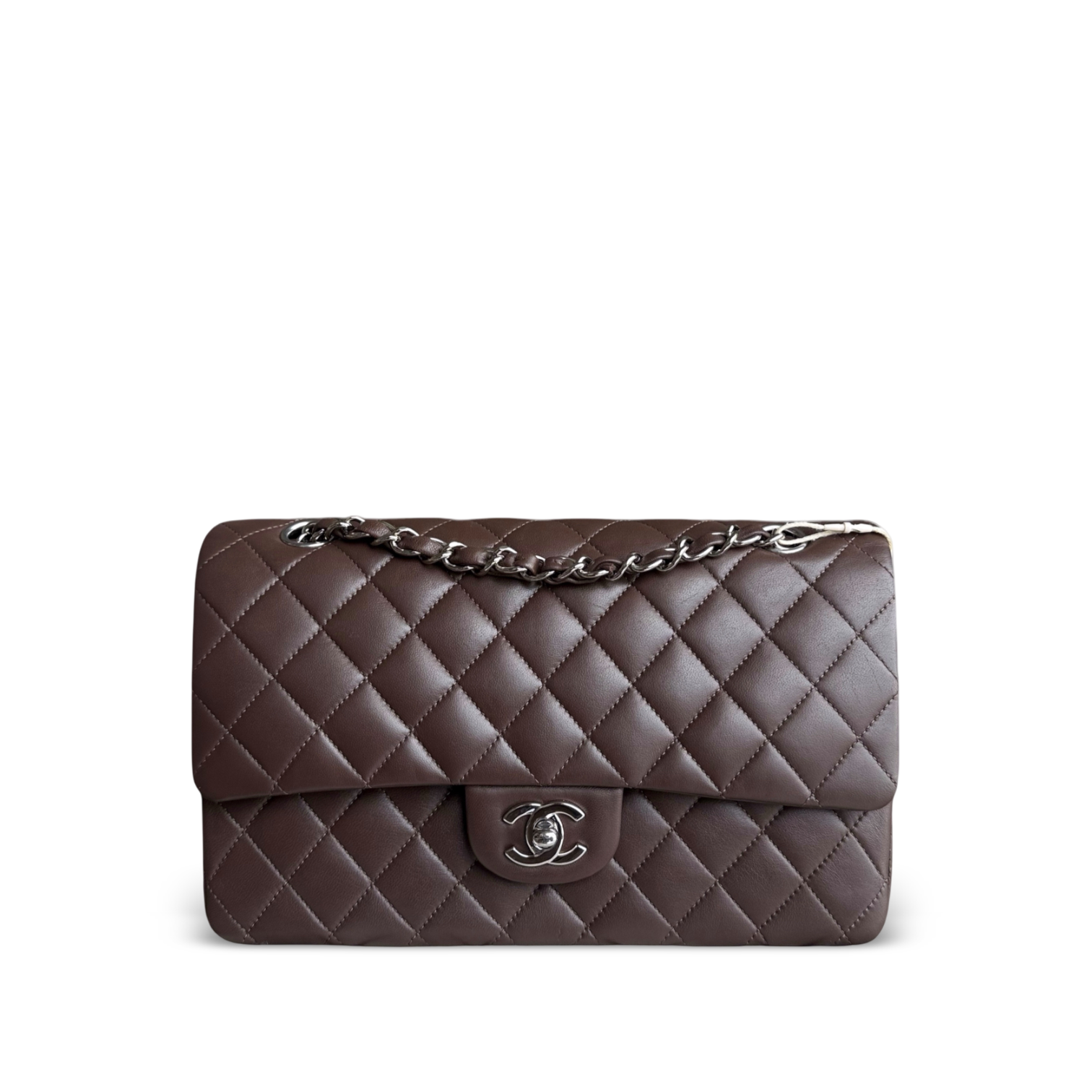 Chanel Classic Flap Medium - 25CM Quilted Lambskin Brown Silver Hardware Series 19